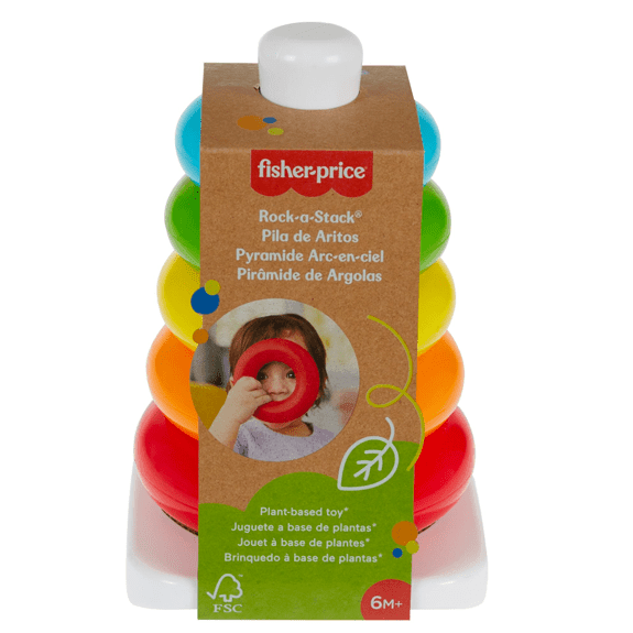 Fisher-Price Eco Rock-a-Stack Baby Activity Toy With Five Colourful Rings Base Rocker — Mattel