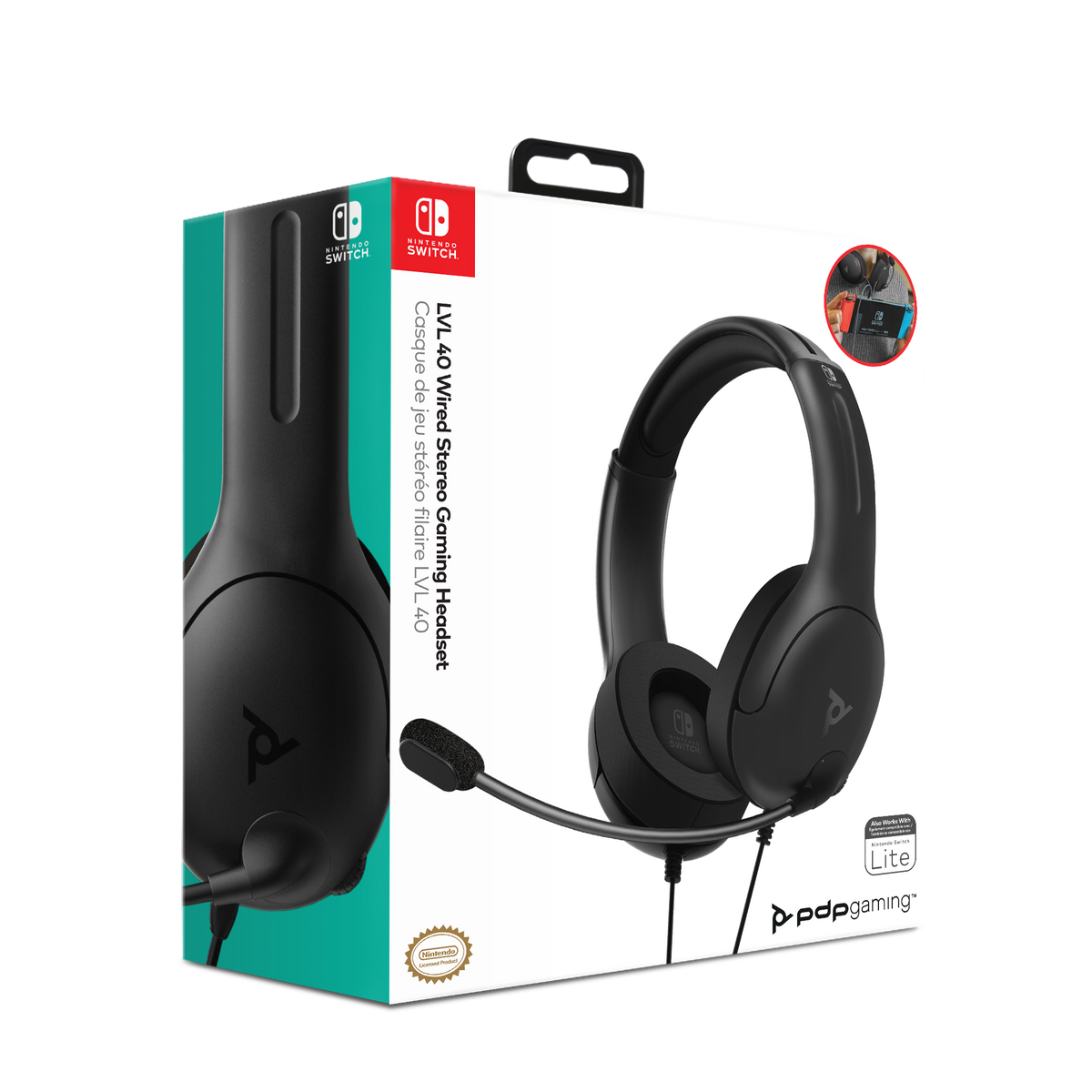 PDP LVL40 Black Wired Stereo Gaming Headset for Nintendo Switch
