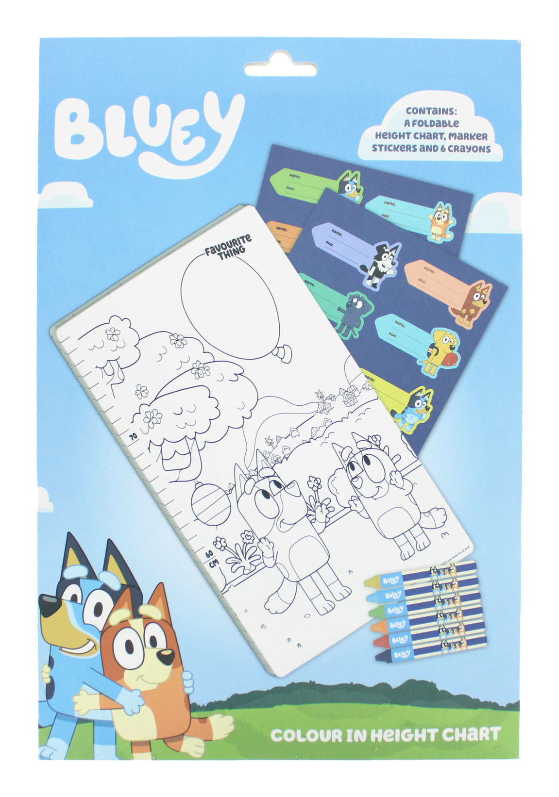Bluey Colour-In Height Chart Set with Stickers & Crayons