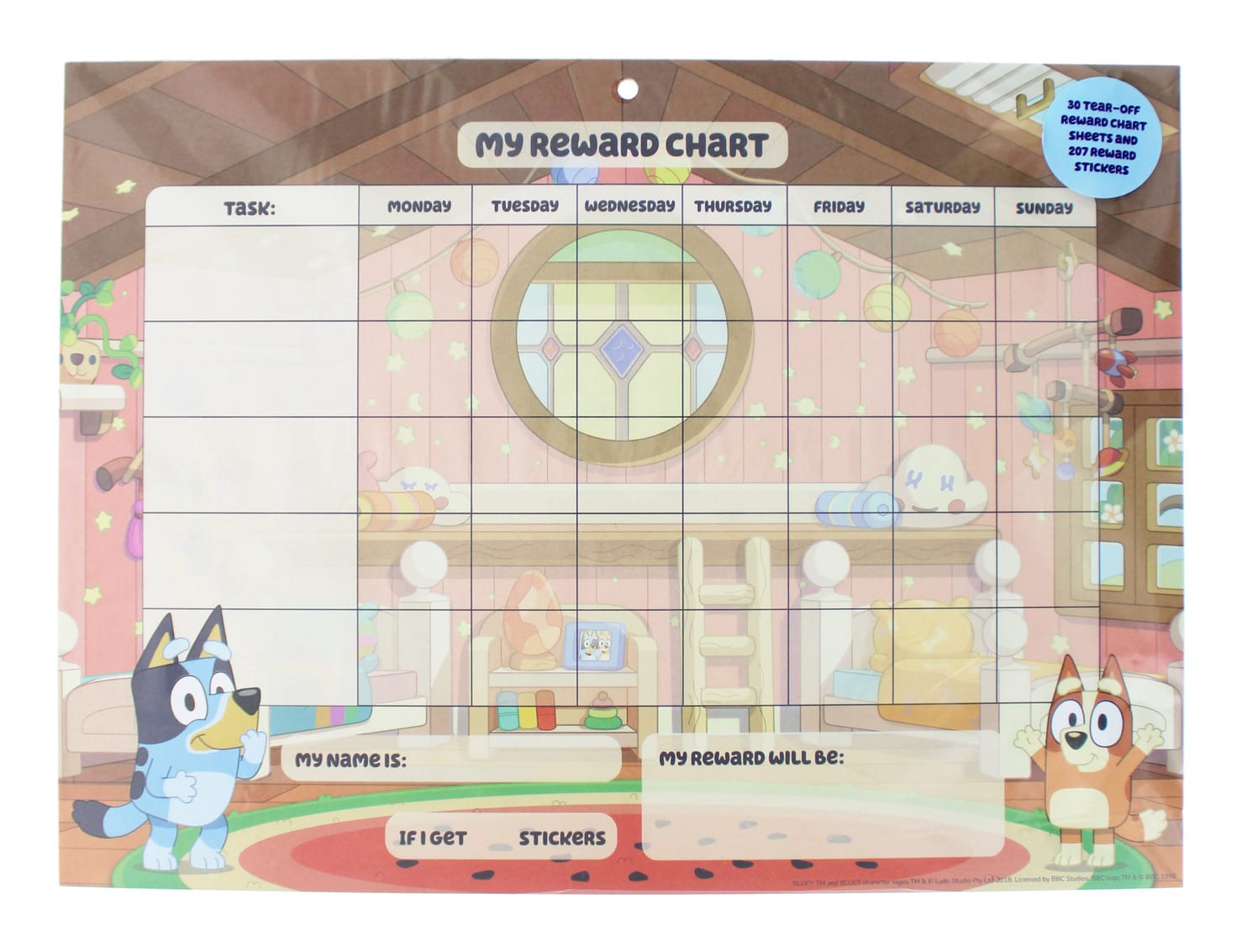 Bluey Reward Chart with 207 Stickers