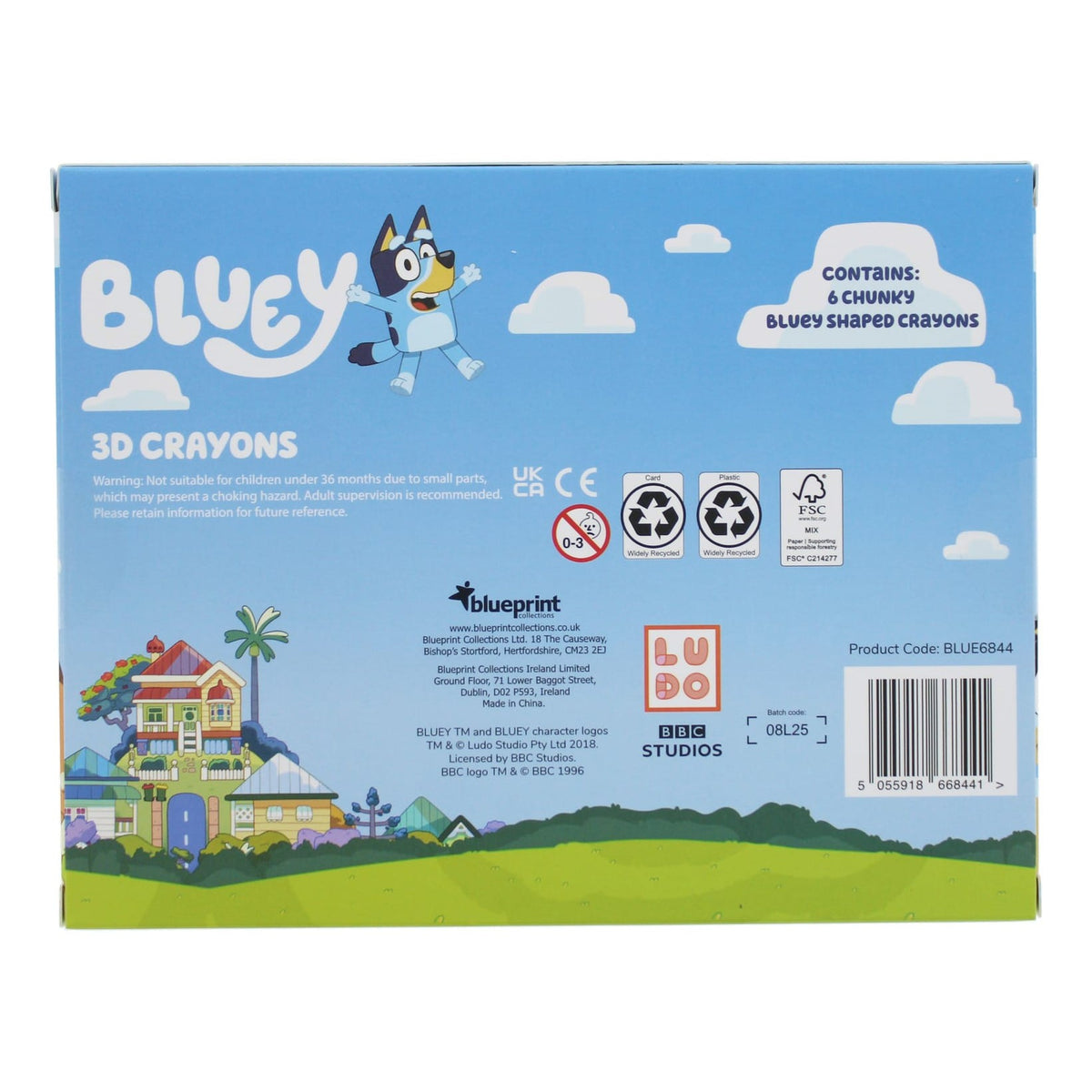 Bluey 3D Shaped Crayons Set of 6