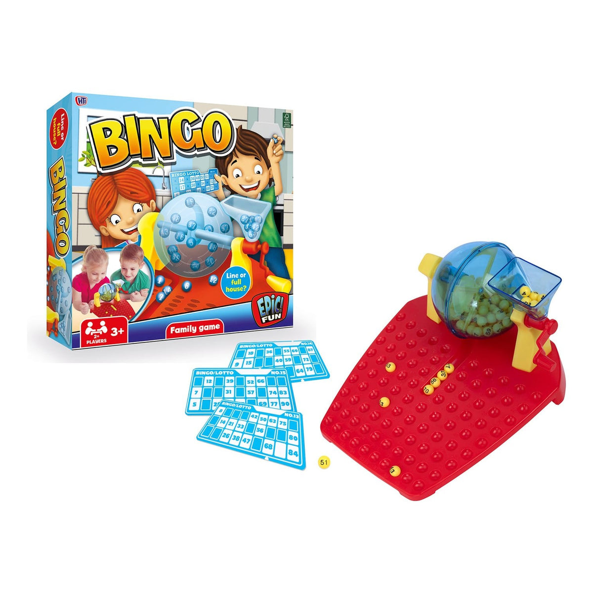 HTI Epic Fun Bingo Family Board Game with 90 Numbered Balls
