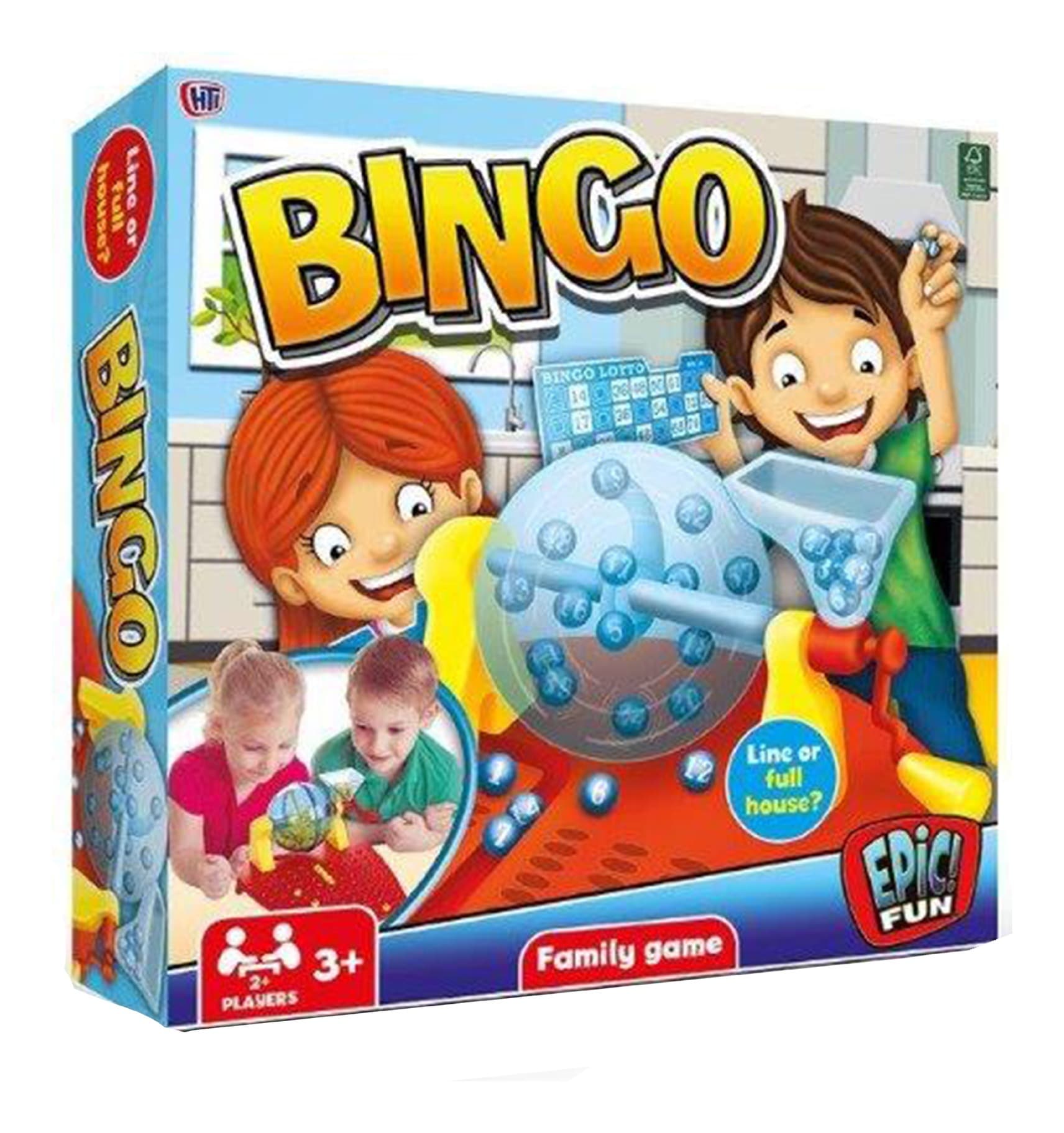 HTI Epic Fun Bingo Family Board Game with 90 Numbered Balls