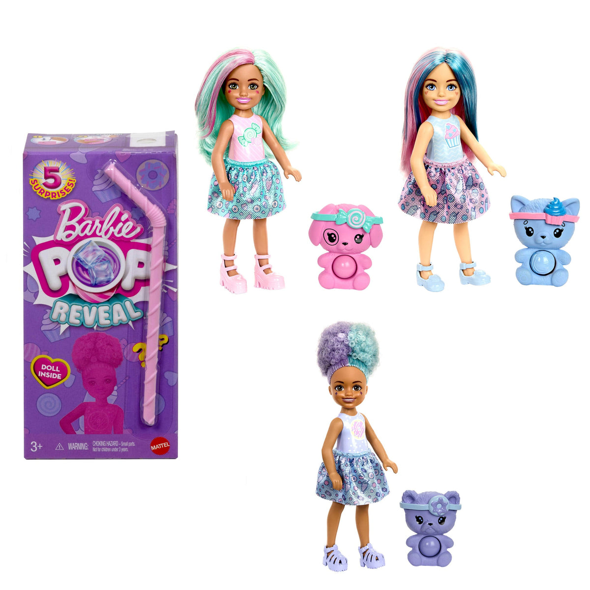Barbie Chelsea Pop Reveal Treat Series Doll with 5 Surprises
