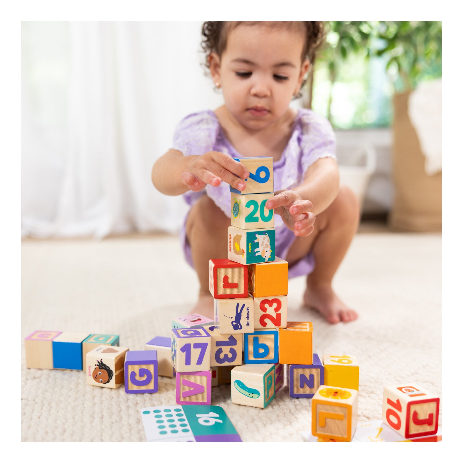 Melissa & Doug Ms. Rachel Wooden Learning Blocks with Activity Cards