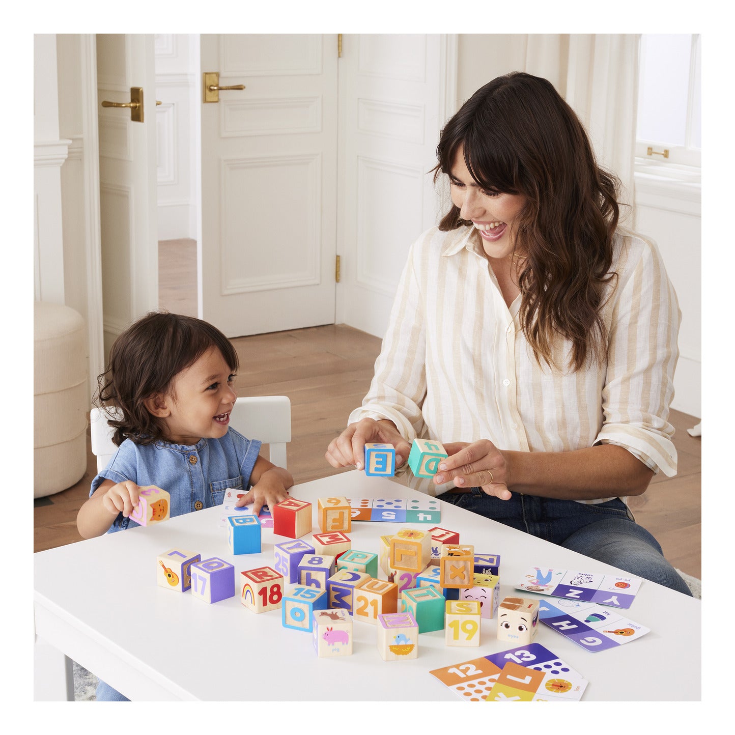 Melissa & Doug Ms. Rachel Wooden Learning Blocks with Activity Cards