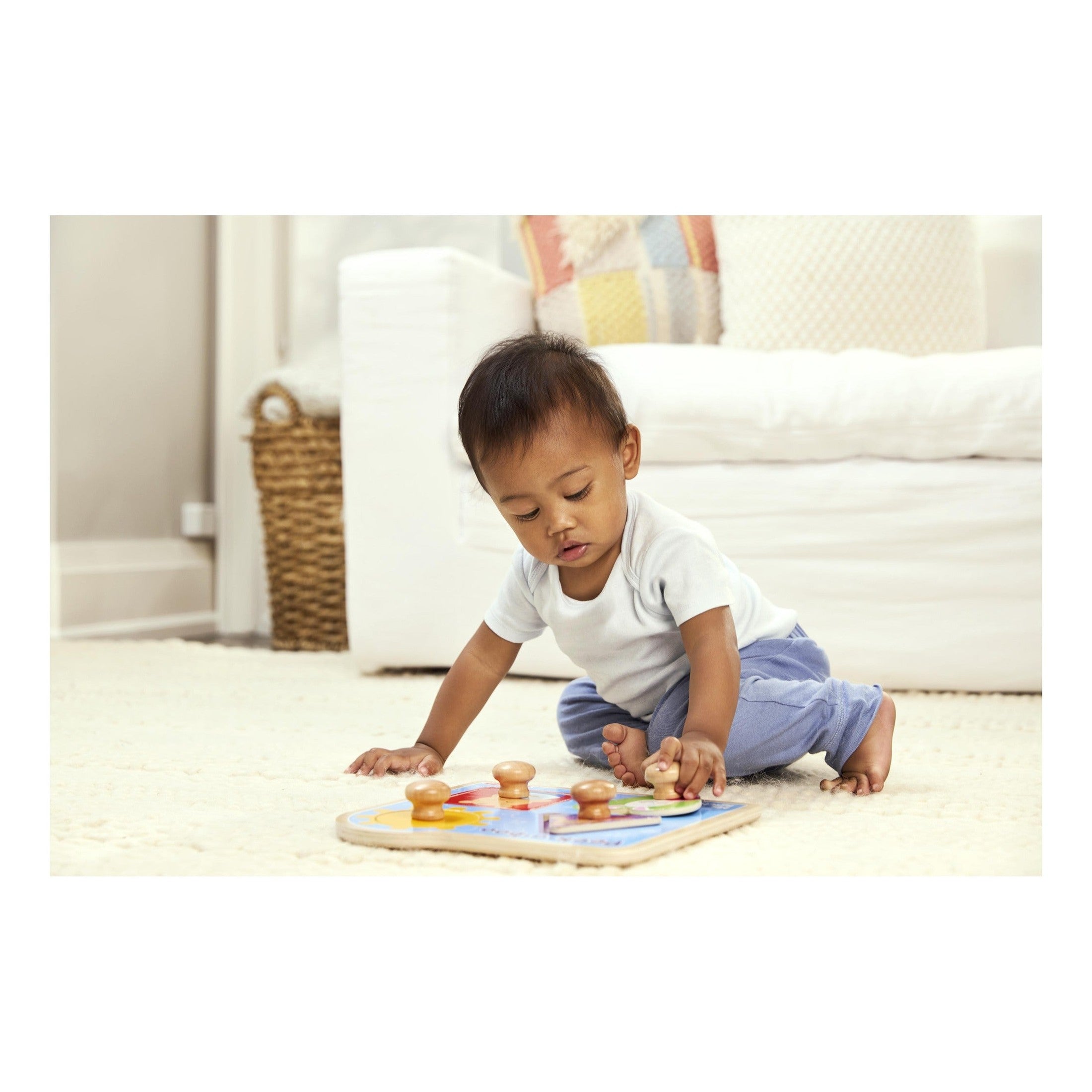 Melissa & Doug Ms. Rachel Wooden Peek-a-Boo Jumbo Peg Puzzle