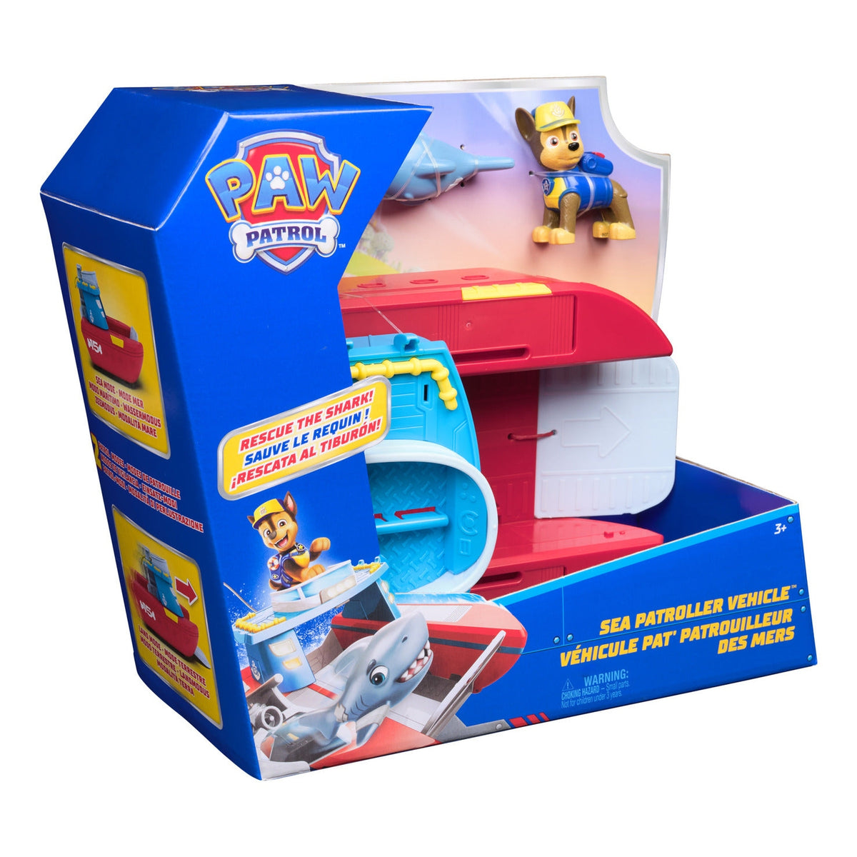 PAW Patrol Sea Patroller Transforming Rescue Vehicle with Chase and Shark Figures
