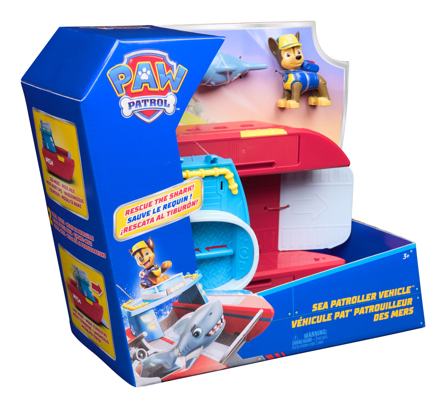 PAW Patrol Sea Patroller Transforming Rescue Vehicle with Chase and Shark Figures