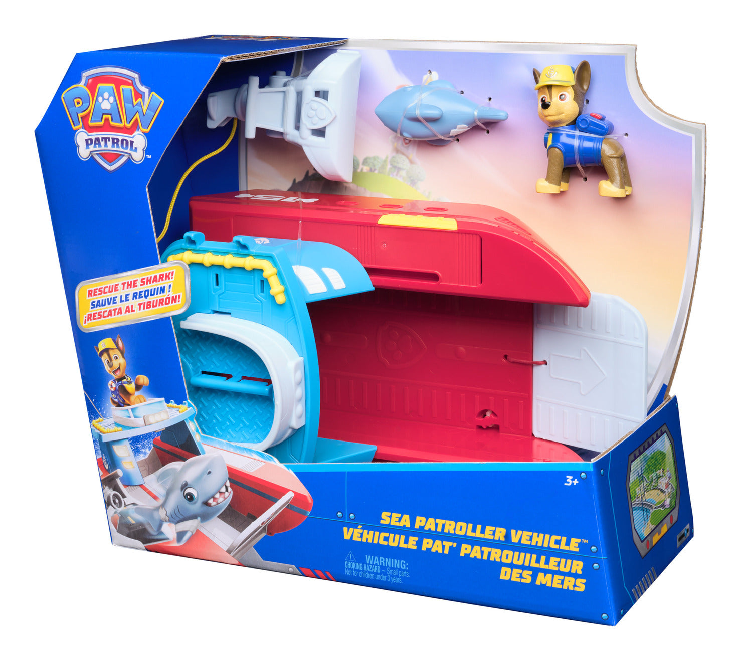 PAW Patrol Sea Patroller Transforming Rescue Vehicle with Chase and Shark Figures