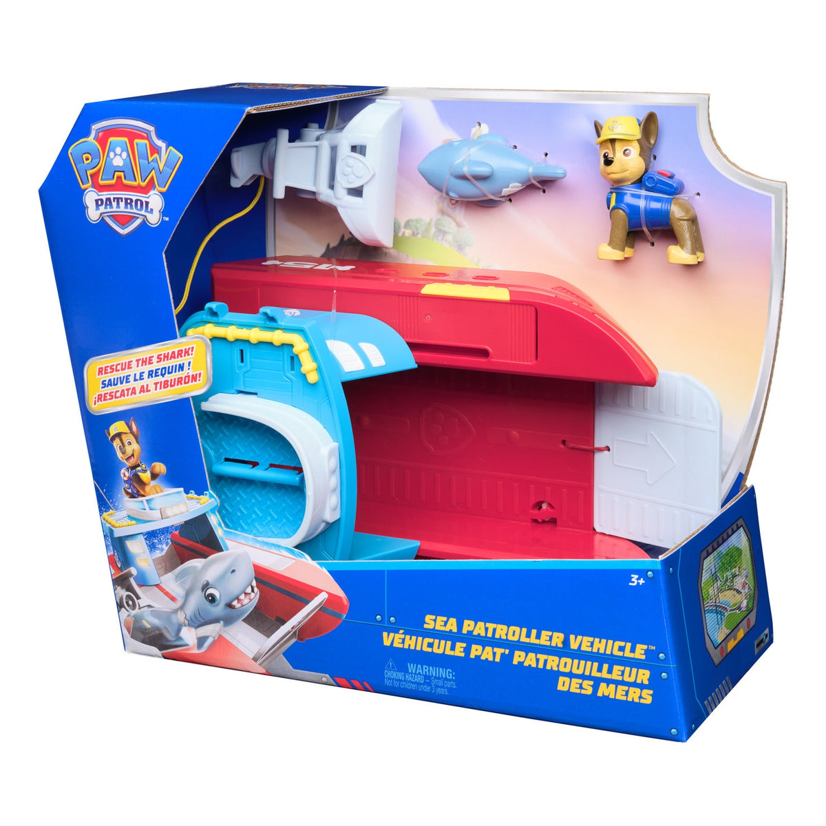 PAW Patrol Sea Patroller Transforming Rescue Vehicle with Chase and Shark Figures