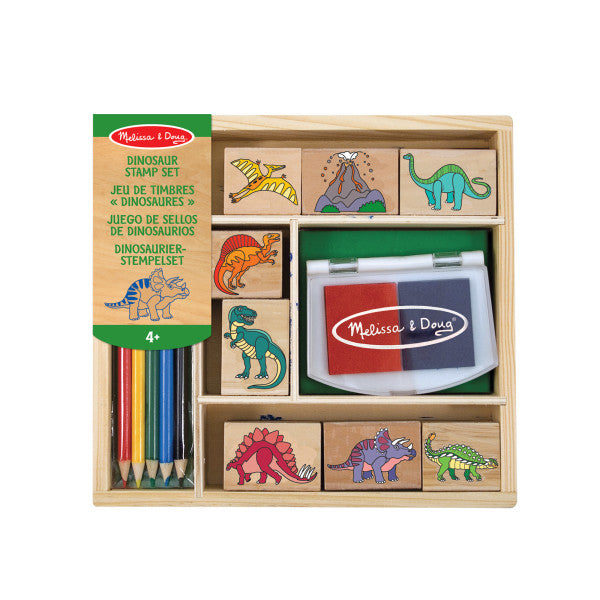 Melissa & Doug Dinosaur Wooden Stamp Set with Coloured Pencils