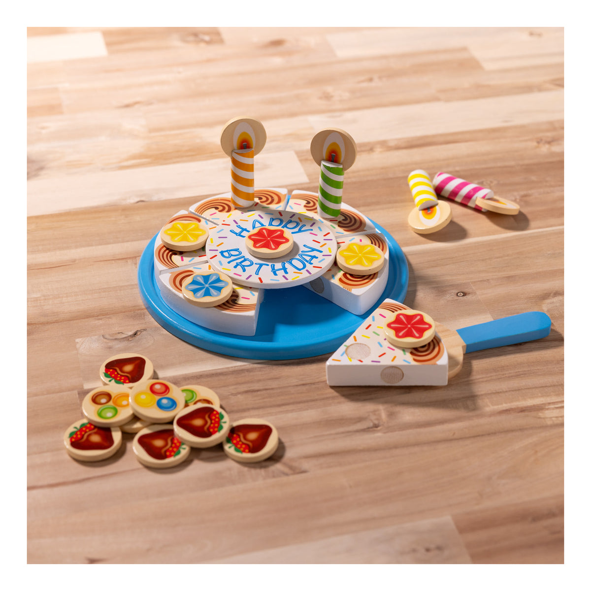 Melissa & Doug Wooden Birthday Cake Play Set – 34 Pieces