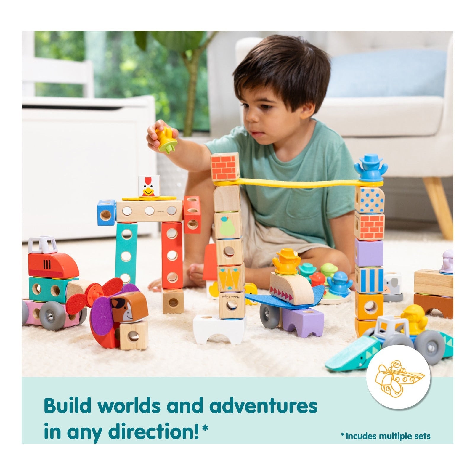Melissa & Doug Blockables Woodland Friends Wooden Building Set 16 Pieces
