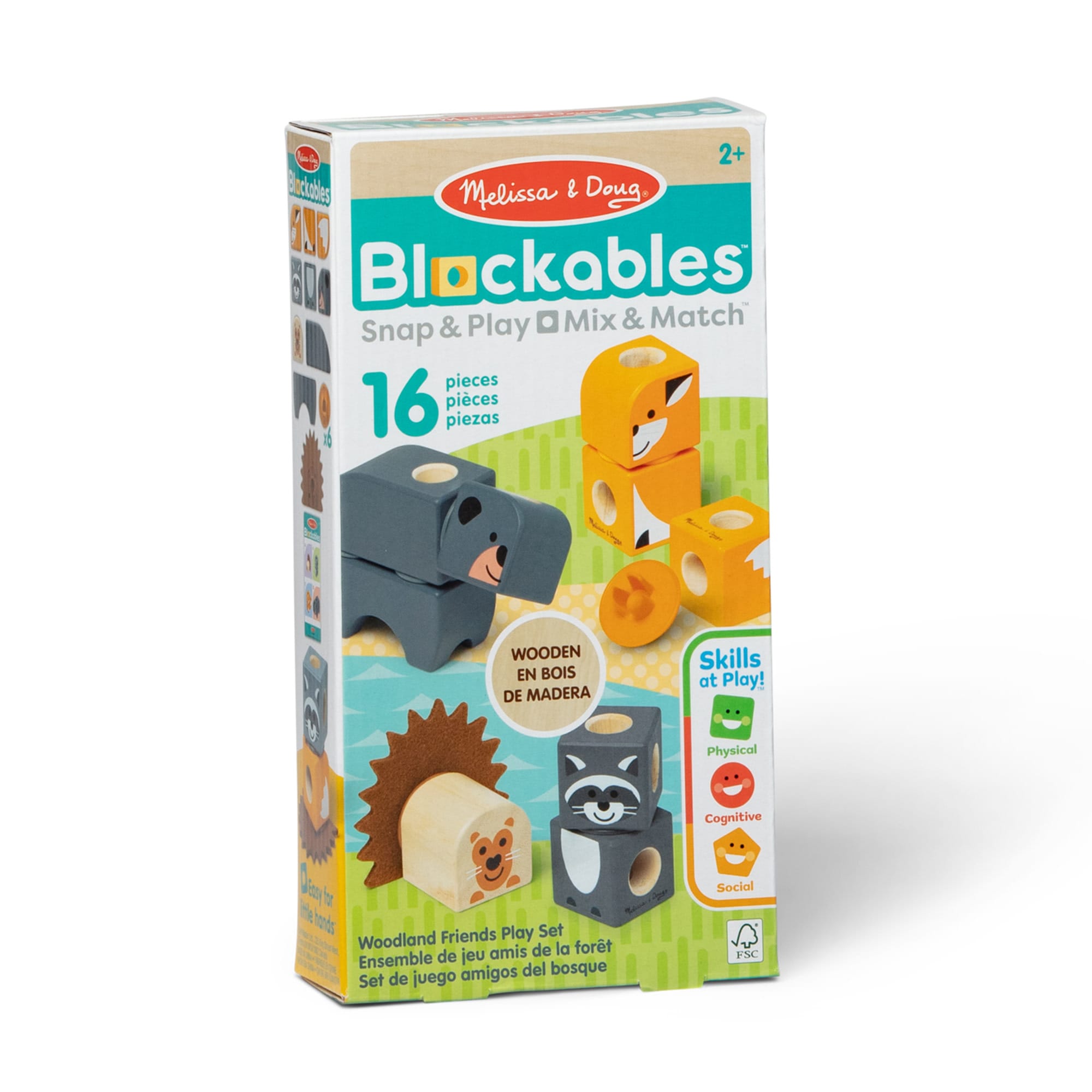 Melissa & Doug Blockables Woodland Friends Wooden Building Set 16 Pieces