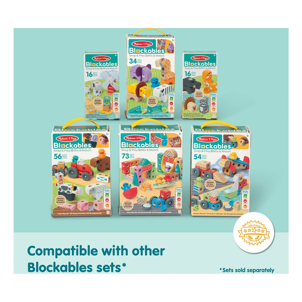 Melissa & Doug Blockables Farm Building Set, 56 Pieces