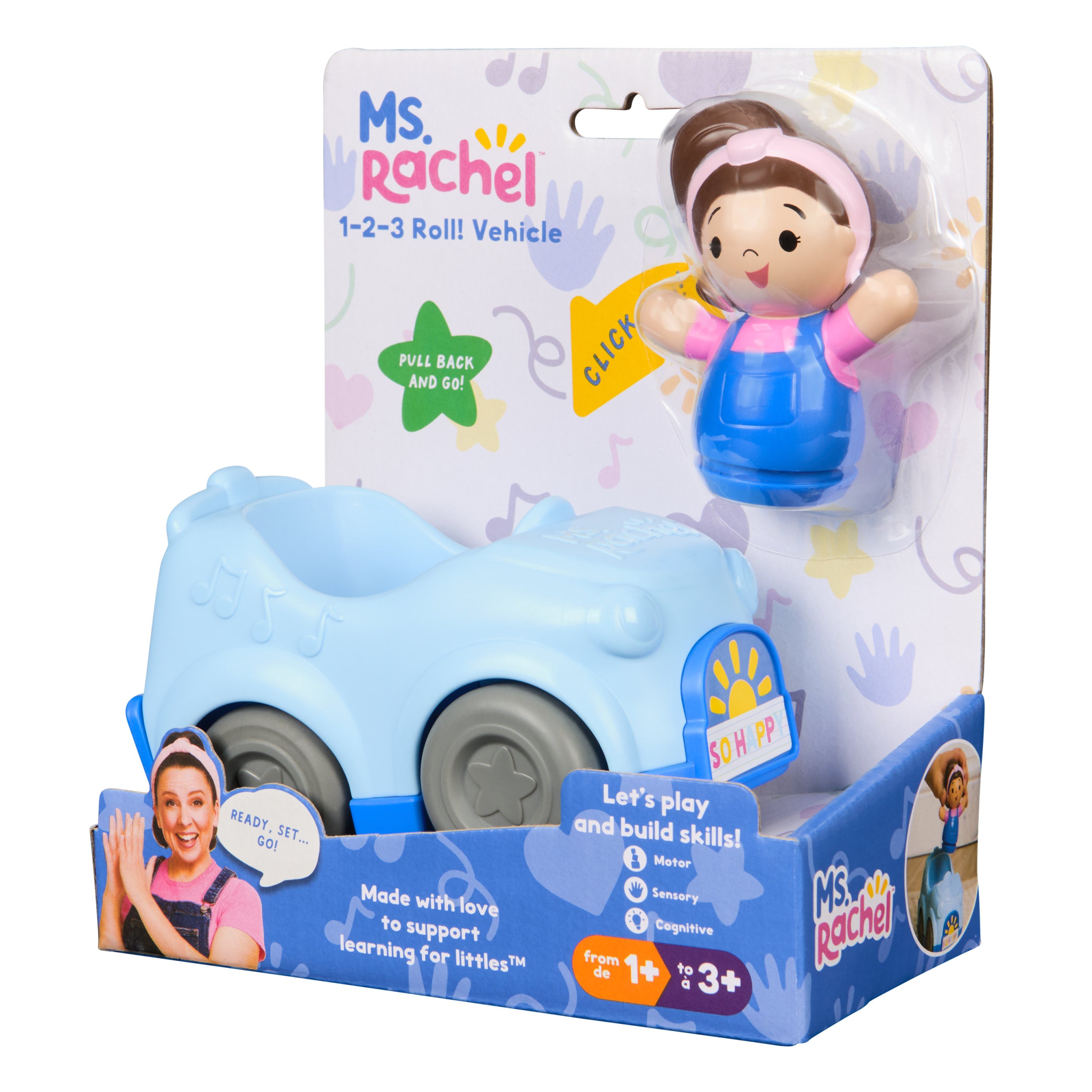 Ms. Rachel 1-2-3 Roll! Pull-Back Vehicle with Figure