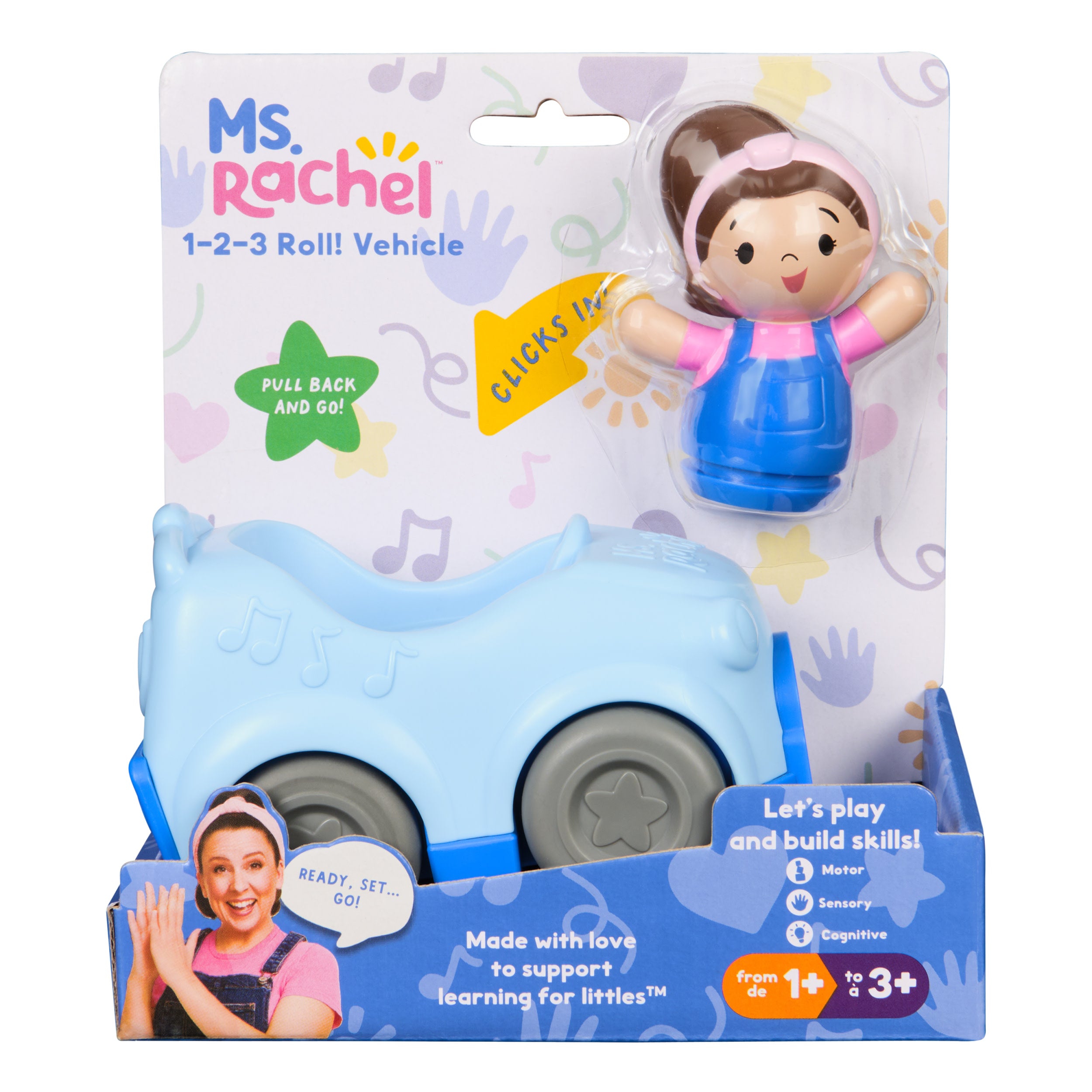 Ms. Rachel 1-2-3 Roll! Pull-Back Vehicle with Figure