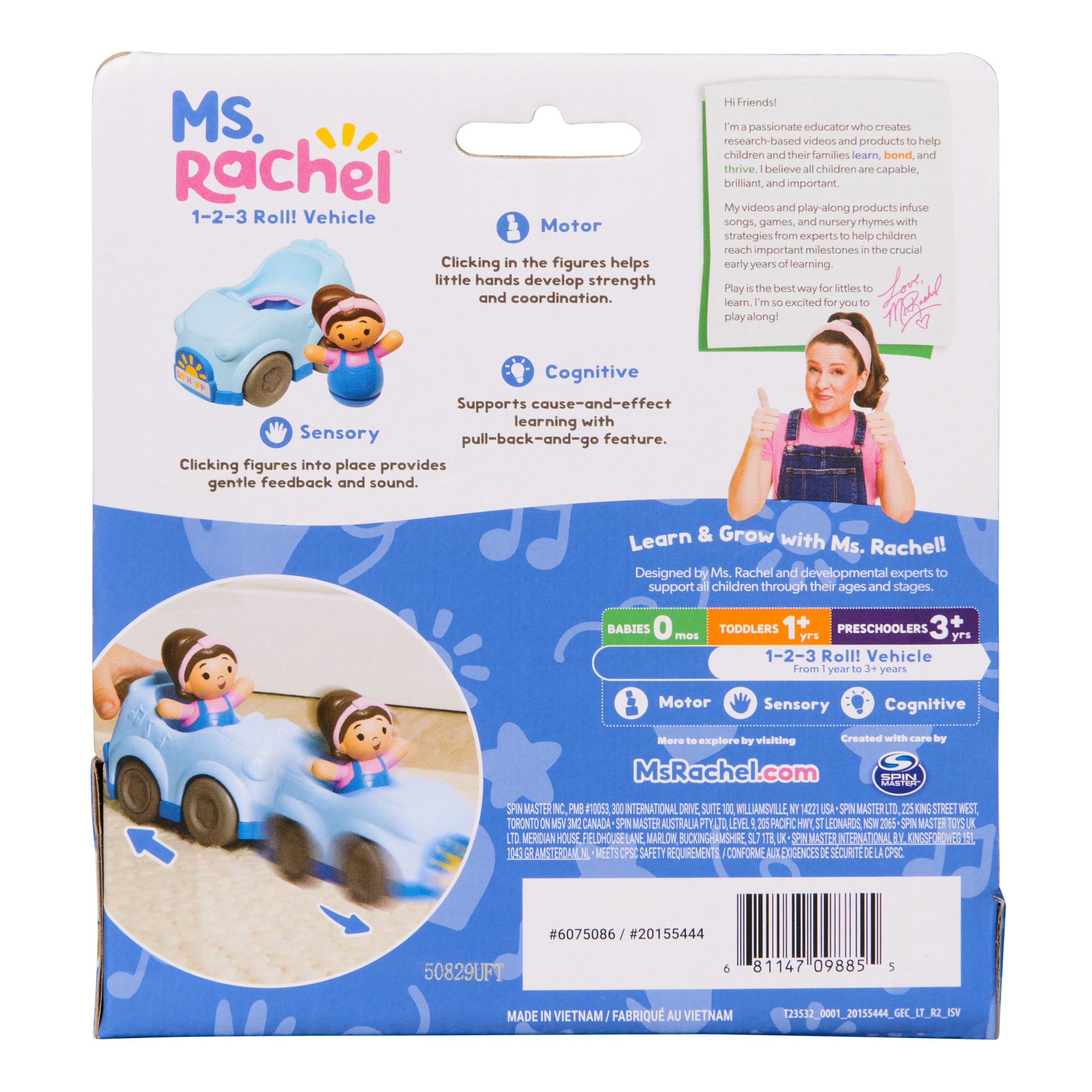 Ms. Rachel 1-2-3 Roll! Pull-Back Vehicle with Figure