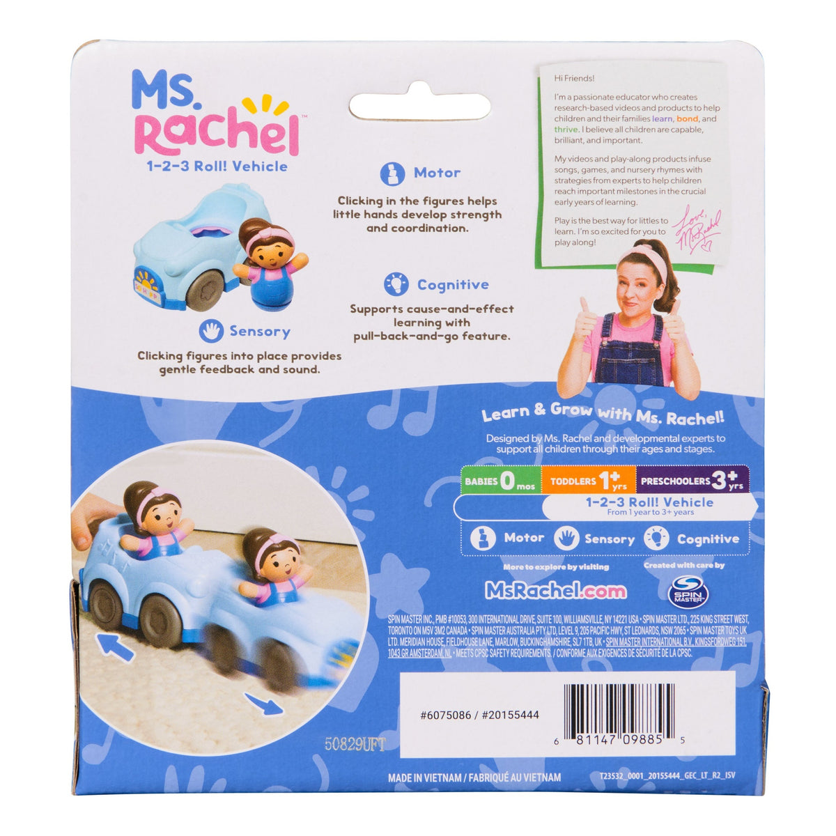 Ms. Rachel 1-2-3 Roll! Pull-Back Vehicle with Figure