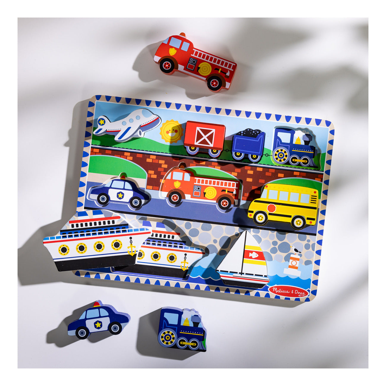 Melissa & Doug Vehicles Chunky Wooden Puzzle – 9 Pieces