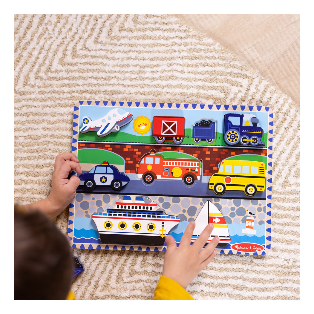 Melissa & Doug Vehicles Chunky Wooden Puzzle – 9 Pieces