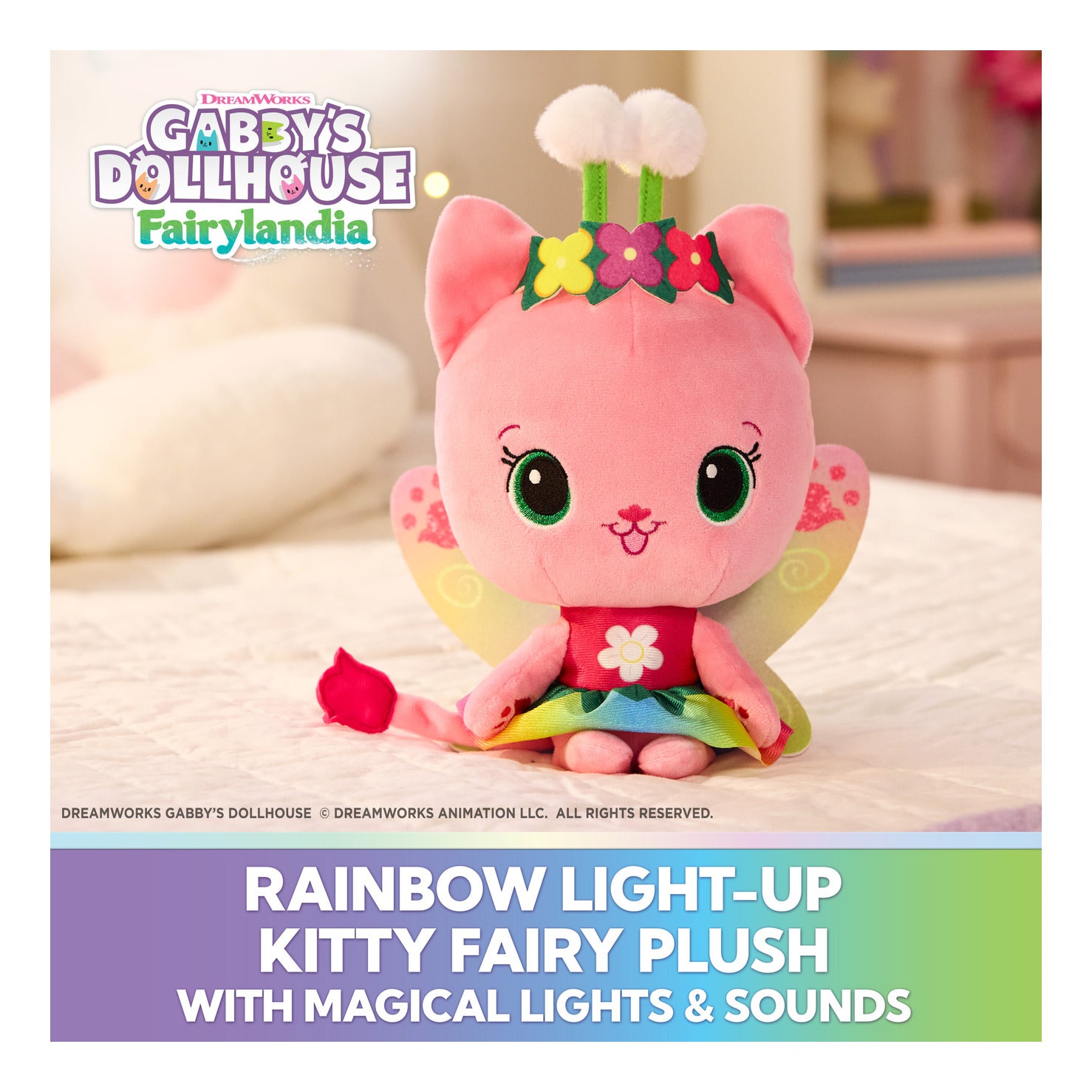 Gabby's Dollhouse Rainbow Light-Up Kitty Fairy Plush
