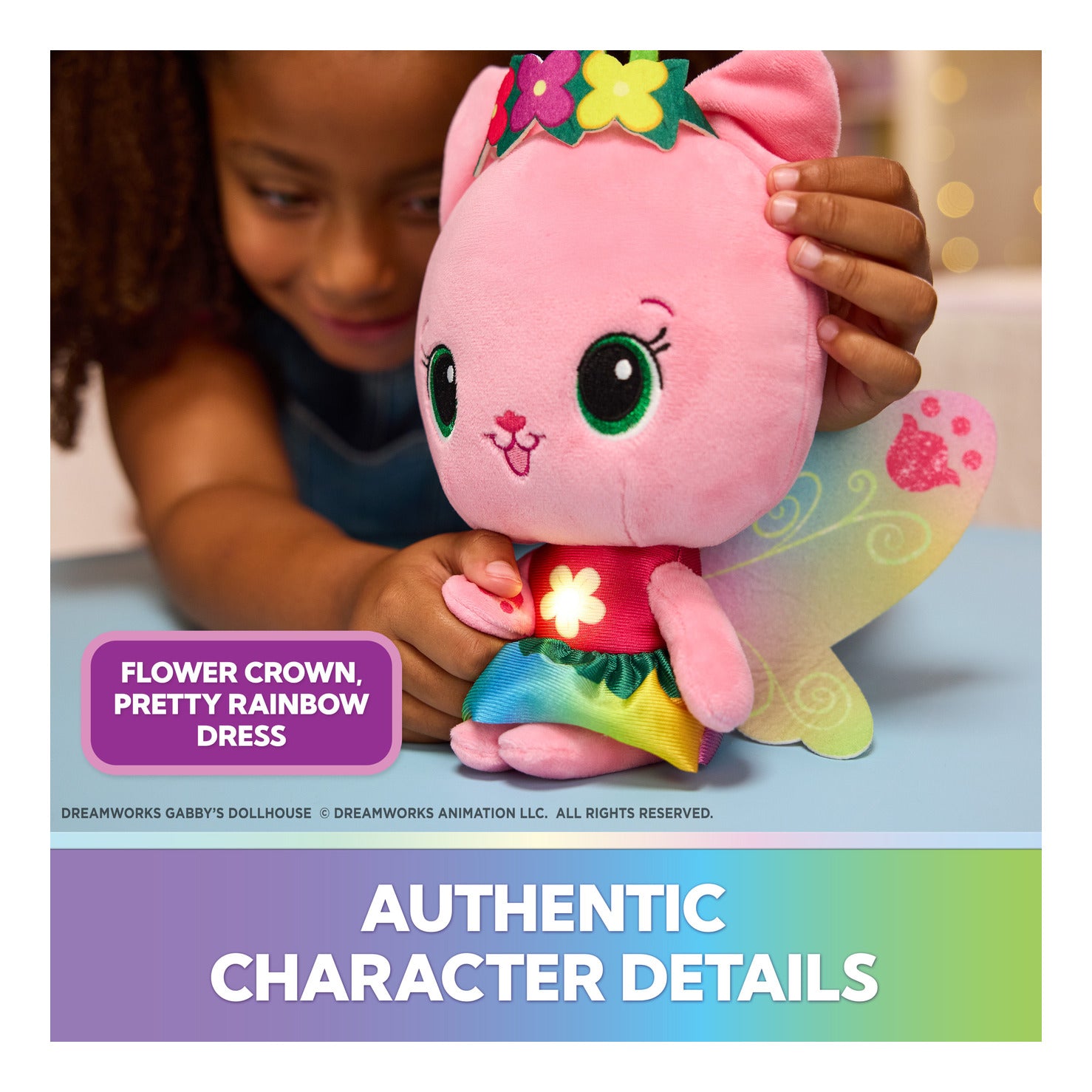 Gabby's Dollhouse Rainbow Light-Up Kitty Fairy Plush