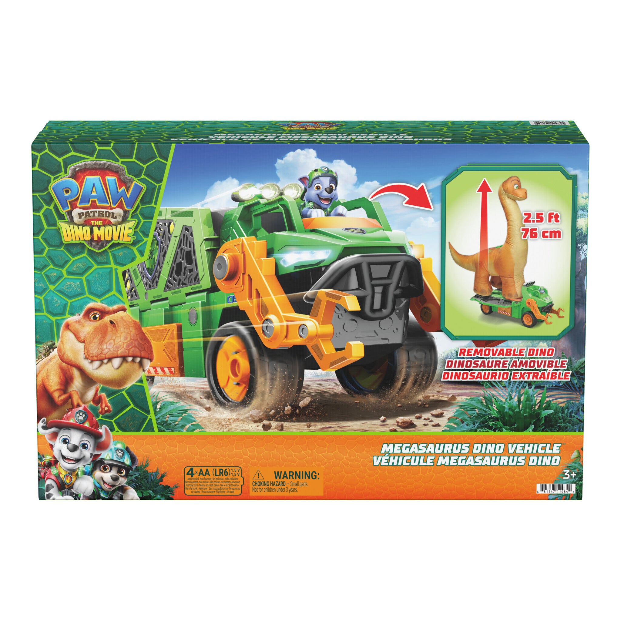 PAW Patrol Megasaurus Dino Vehicle with Inflatable Dinosaur and Rocky