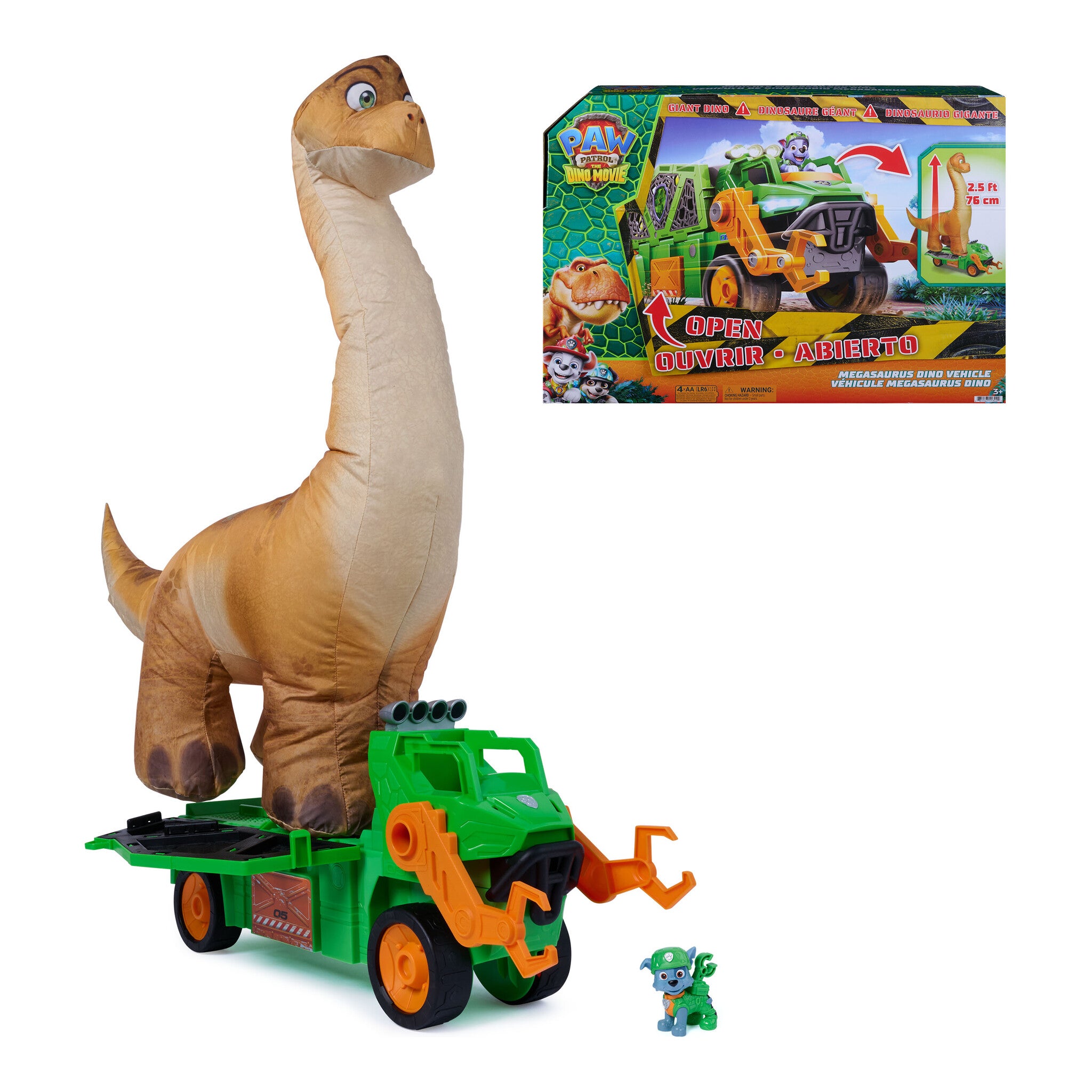 PAW Patrol Megasaurus Dino Vehicle with Inflatable Dinosaur and Rocky