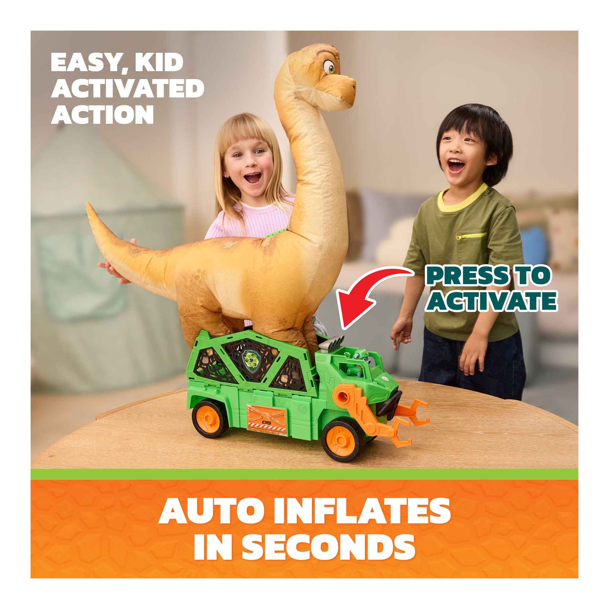 PAW Patrol Megasaurus Dino Vehicle with Inflatable Dinosaur and Rocky