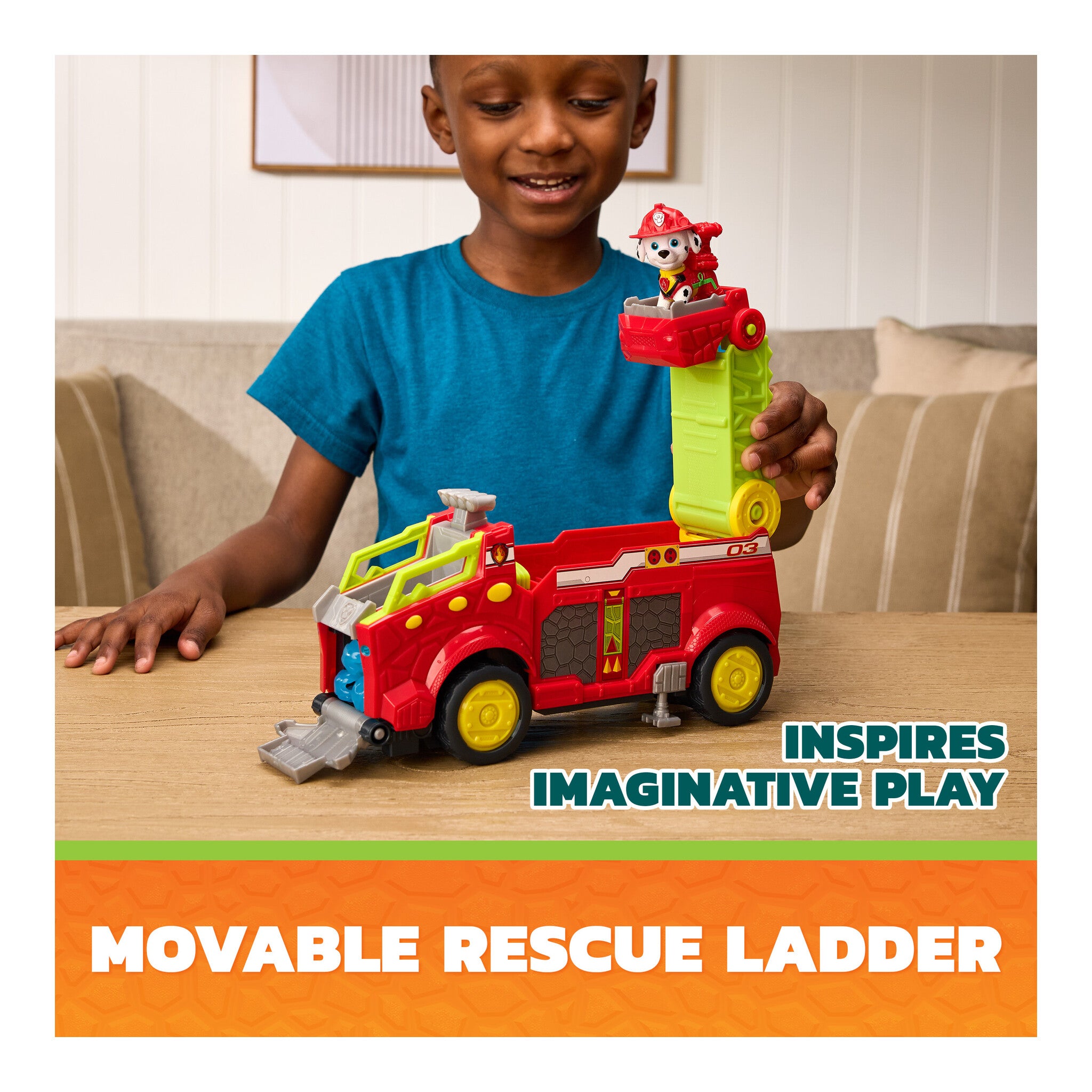 PAW Patrol Dino Rescue Responder Fire Engine with Marshall