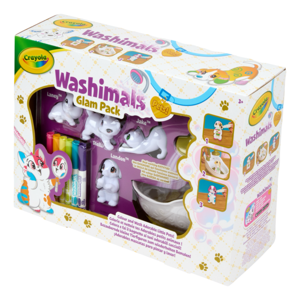 Crayola Washimals Glam Pack box viewed from the right