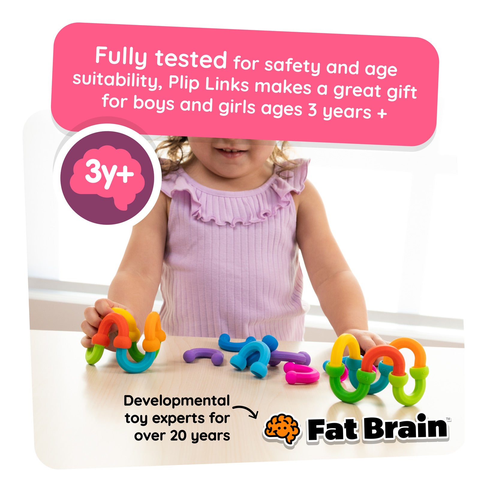 Fat Brain Toys Plip Links 20-Piece Silicone Construction Set