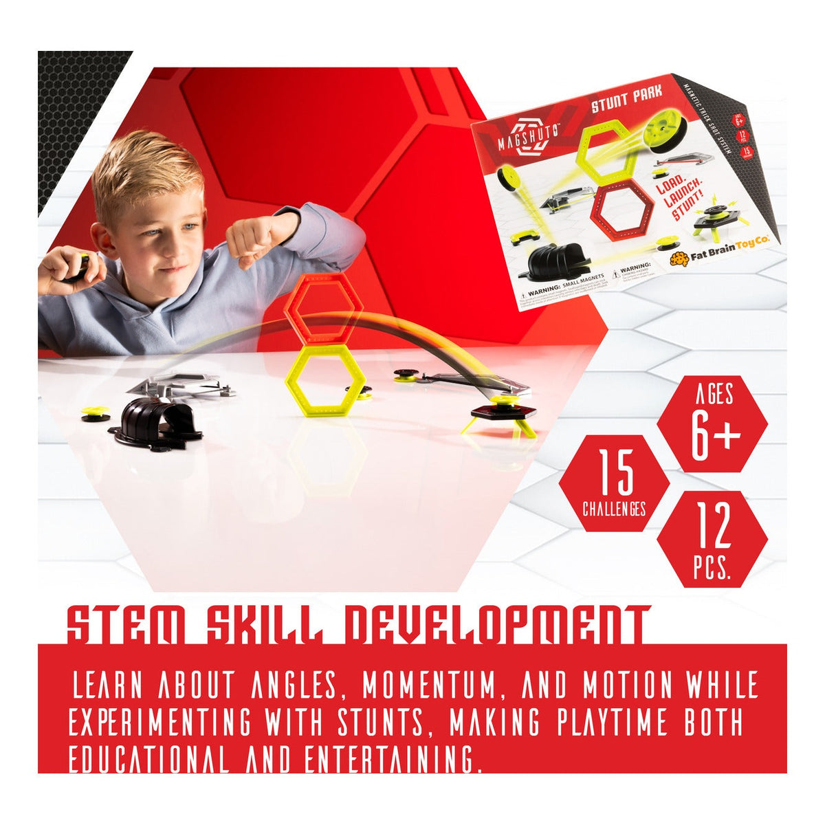 Fat Brain Toys Magshuto Stunt Park Magnetic Trick Shot Set