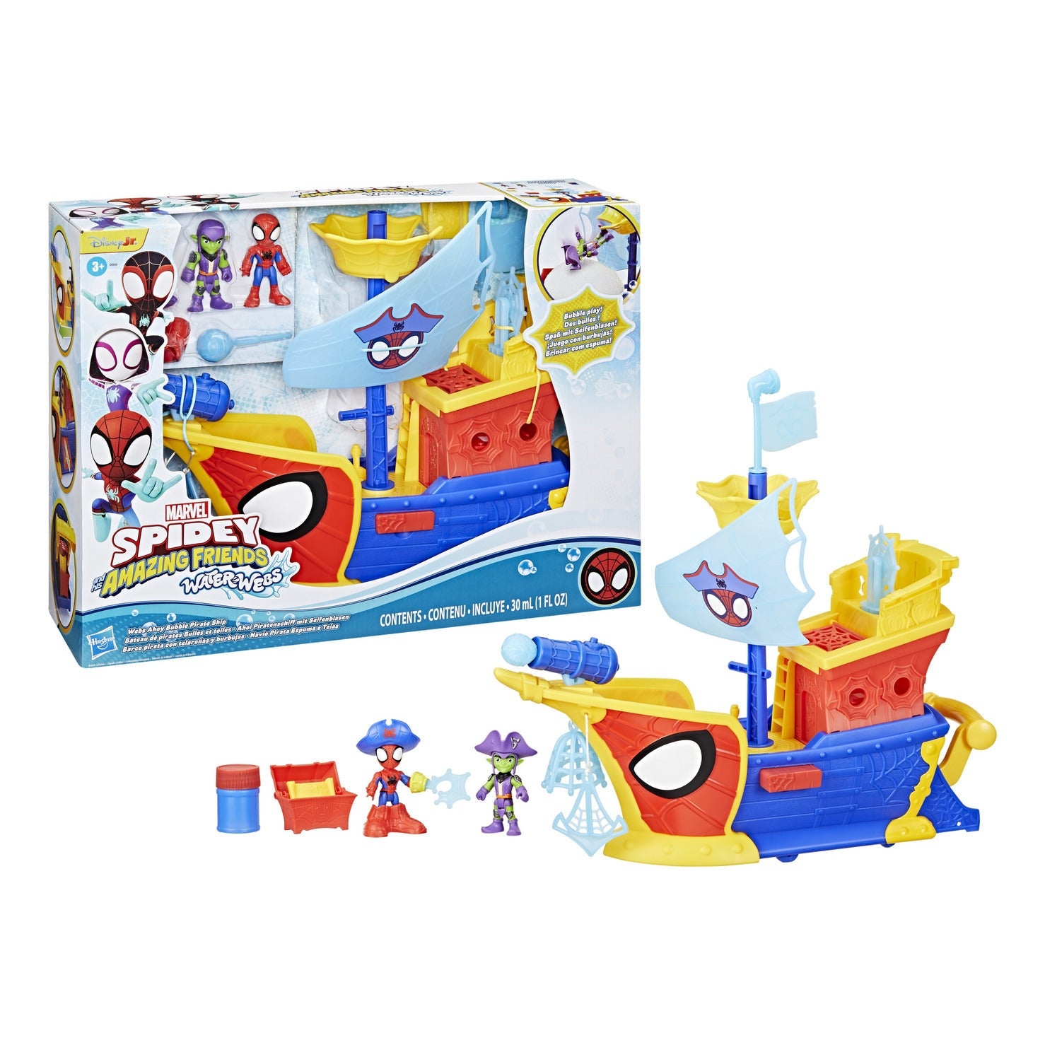 Marvel Spidey and His Amazing Friends Water-Webs Webs Ahoy Bubble Pirate Ship Playset