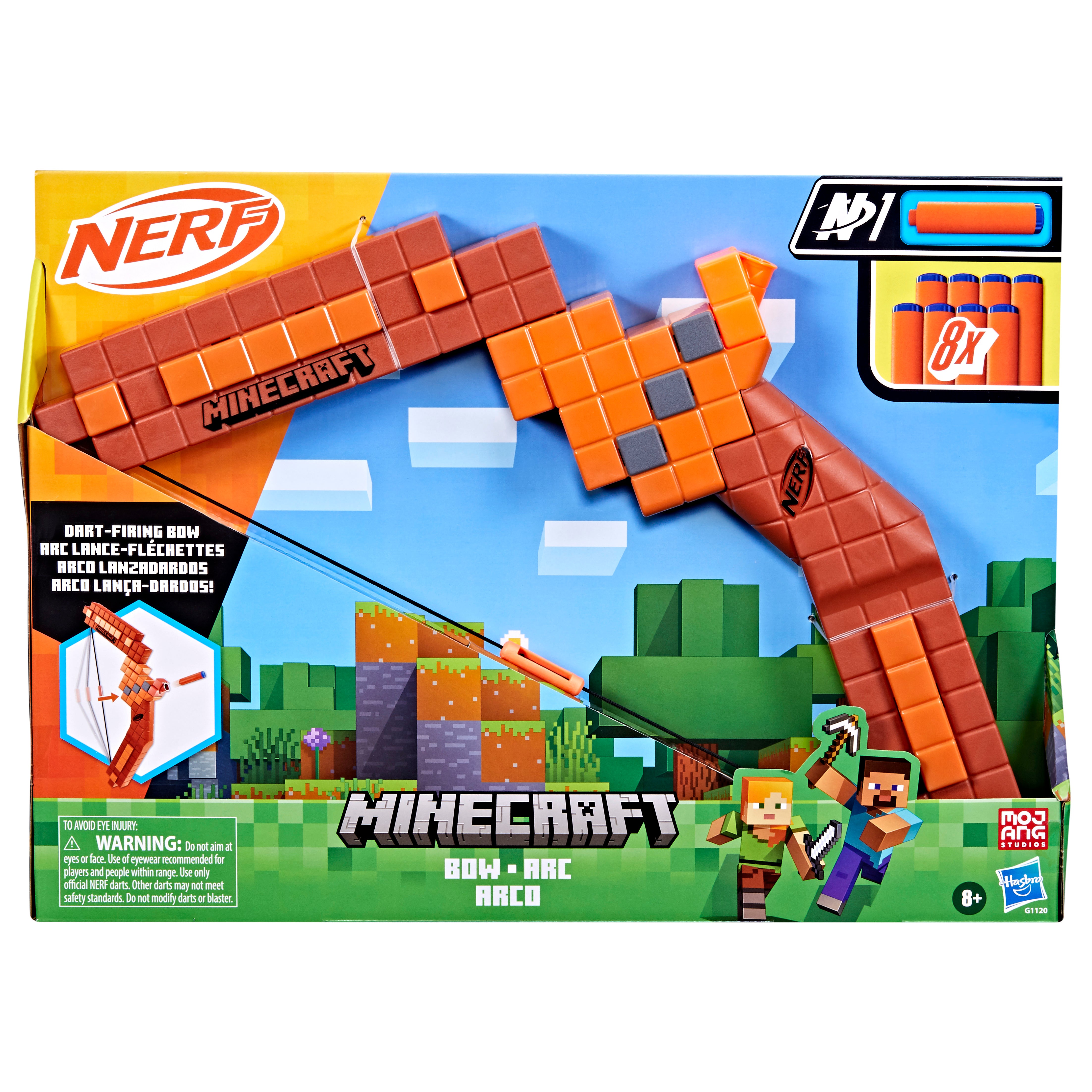 Nerf Minecraft Entry Bow with 8 Nerf N1 Darts