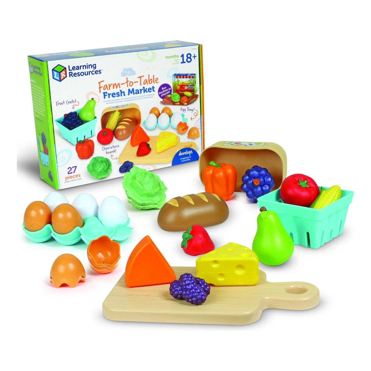 Learning Resources New Sprouts Farm-to-Table Fresh Market 27-Piece Play Food Set