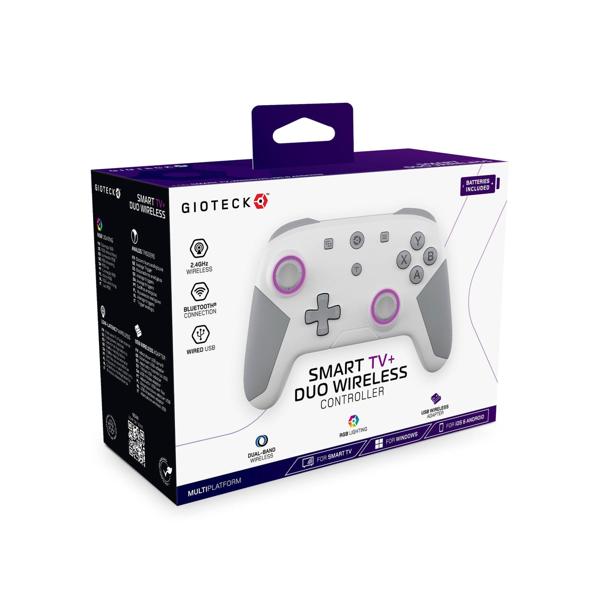 Gioteck Smart TV+ Duo Wireless Controller - White/Grey