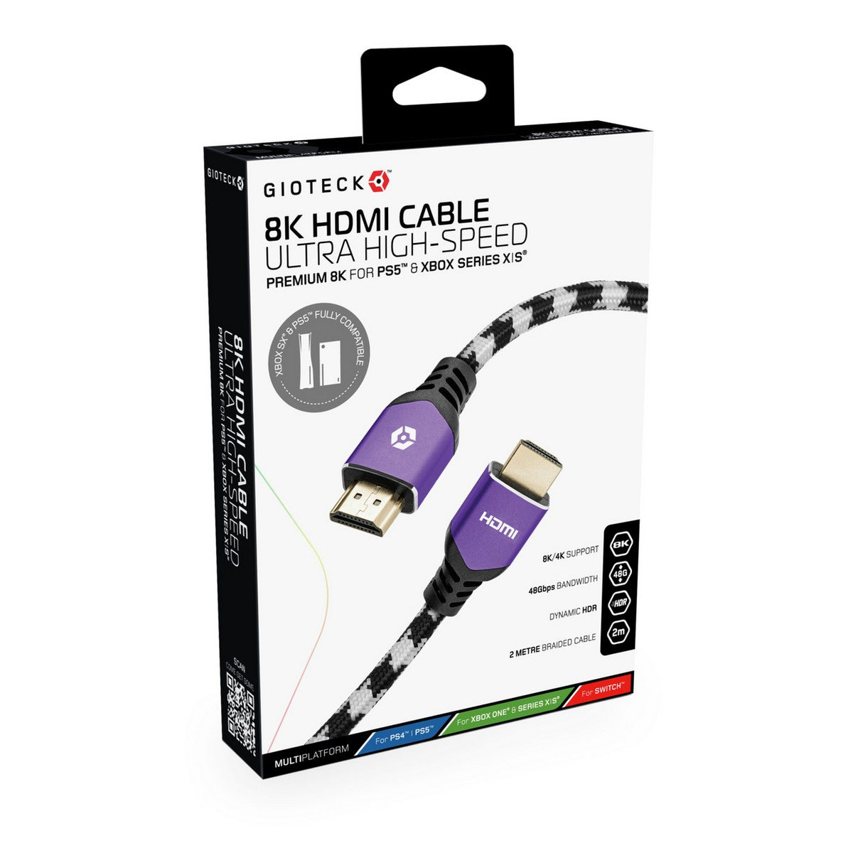 Gioteck 2m Ultra High Speed 8K HDMI Cable for PS5 & Xbox Series X|S