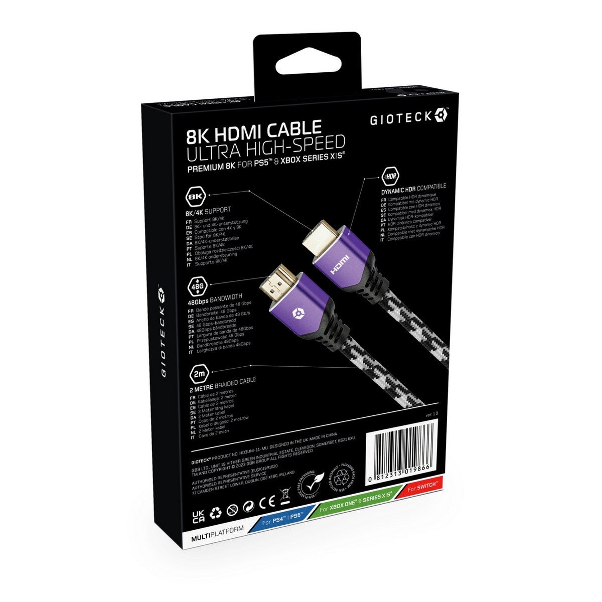 Gioteck 2m Ultra High Speed 8K HDMI Cable for PS5 & Xbox Series X|S