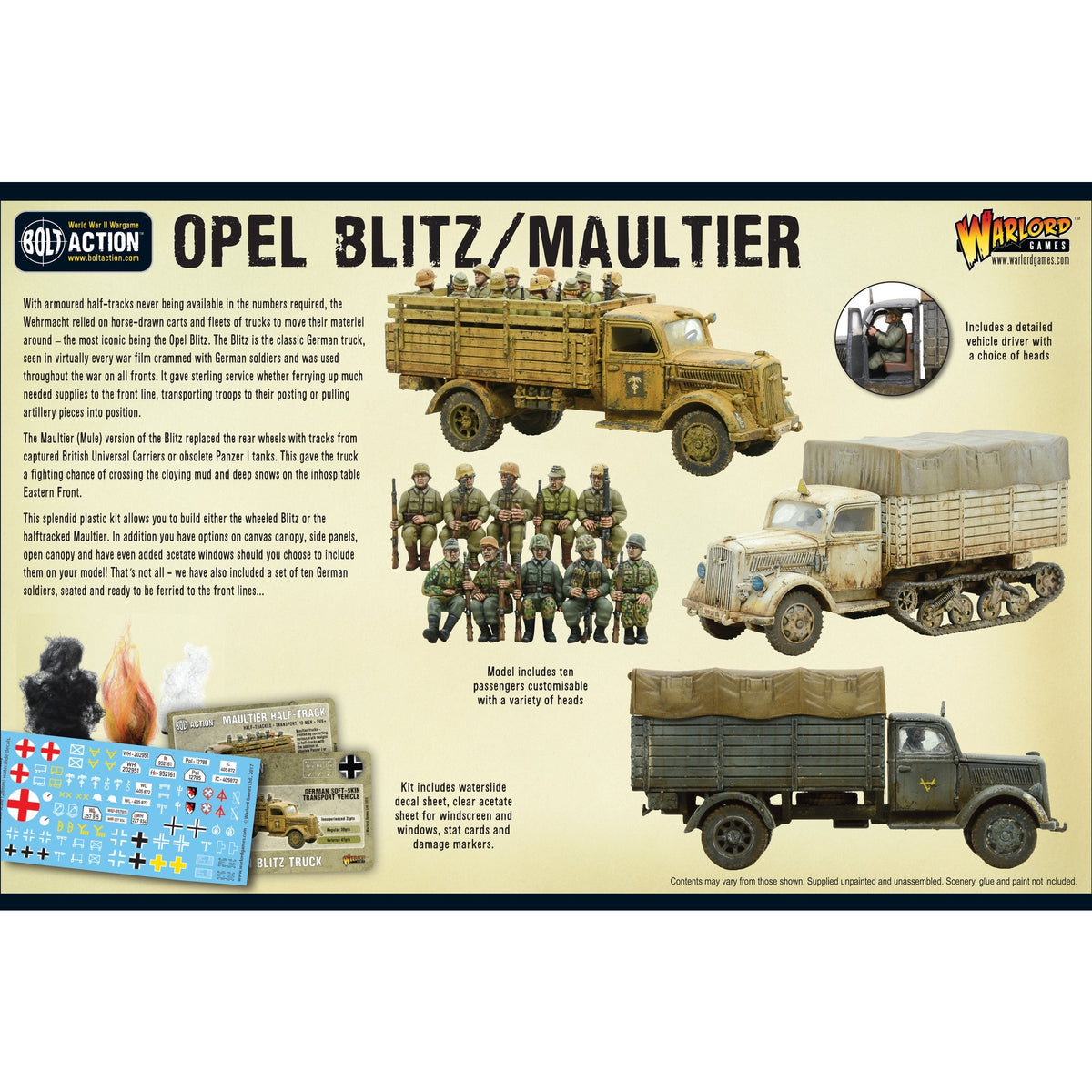 Bolt Action Opel Blitz/Maultier 28mm Plastic Model Kit