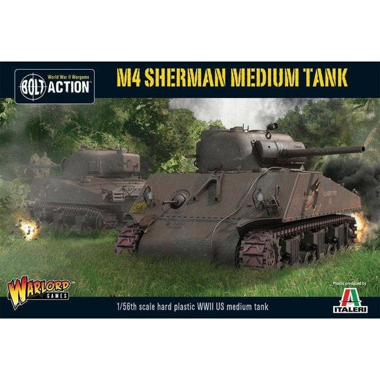 Bolt Action M4 Sherman Medium Tank 1/56 Scale Plastic Model Kit