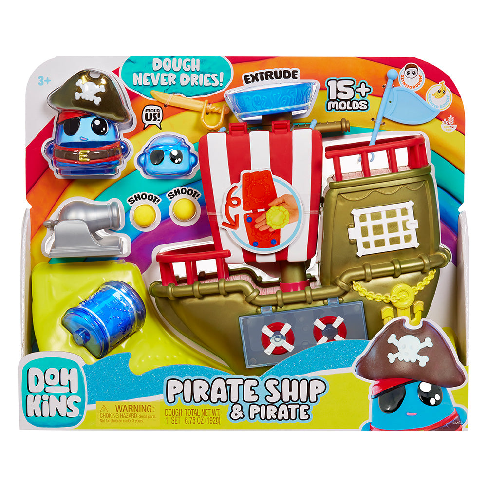 DohKins Pirate Ship & Pirate Playset with Never-Dry Dough