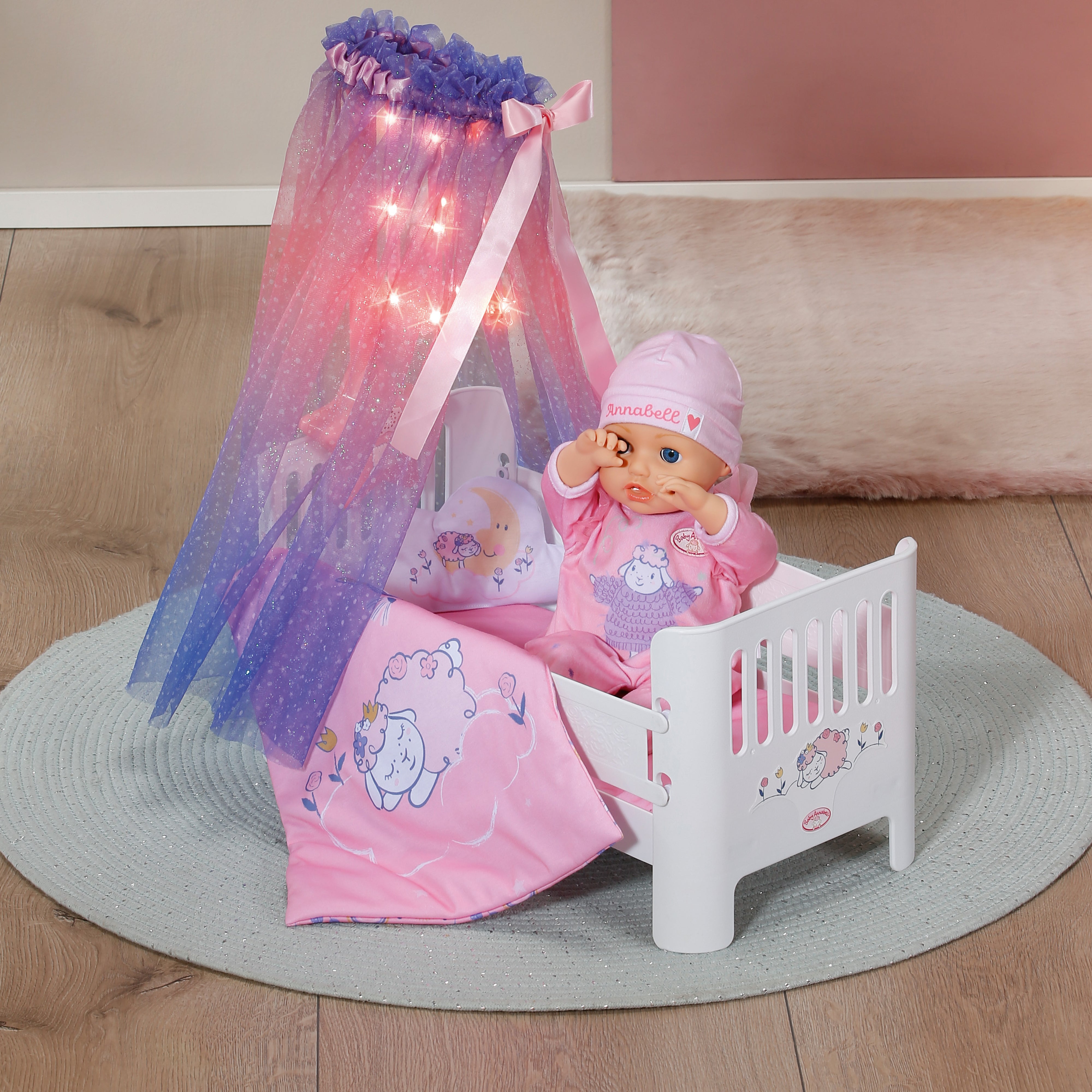 Baby Annabell Sweet Dreams Bed with Light-Up Canopy