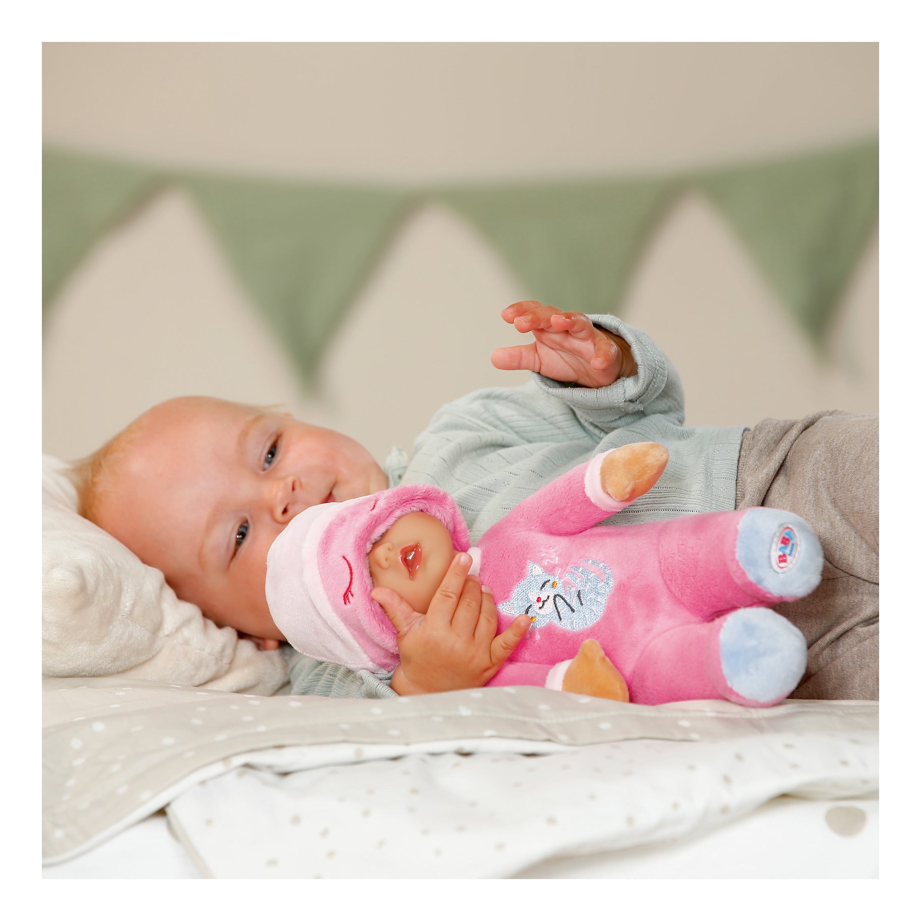BABY born for babies Sleepy Pink Soft Doll with Rattle 30cm