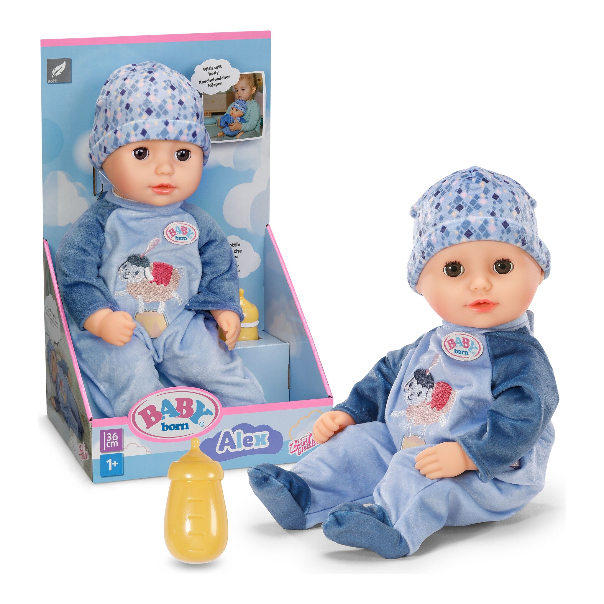 BABY born Alex 36cm Soft Baby Boy Doll with Bottle