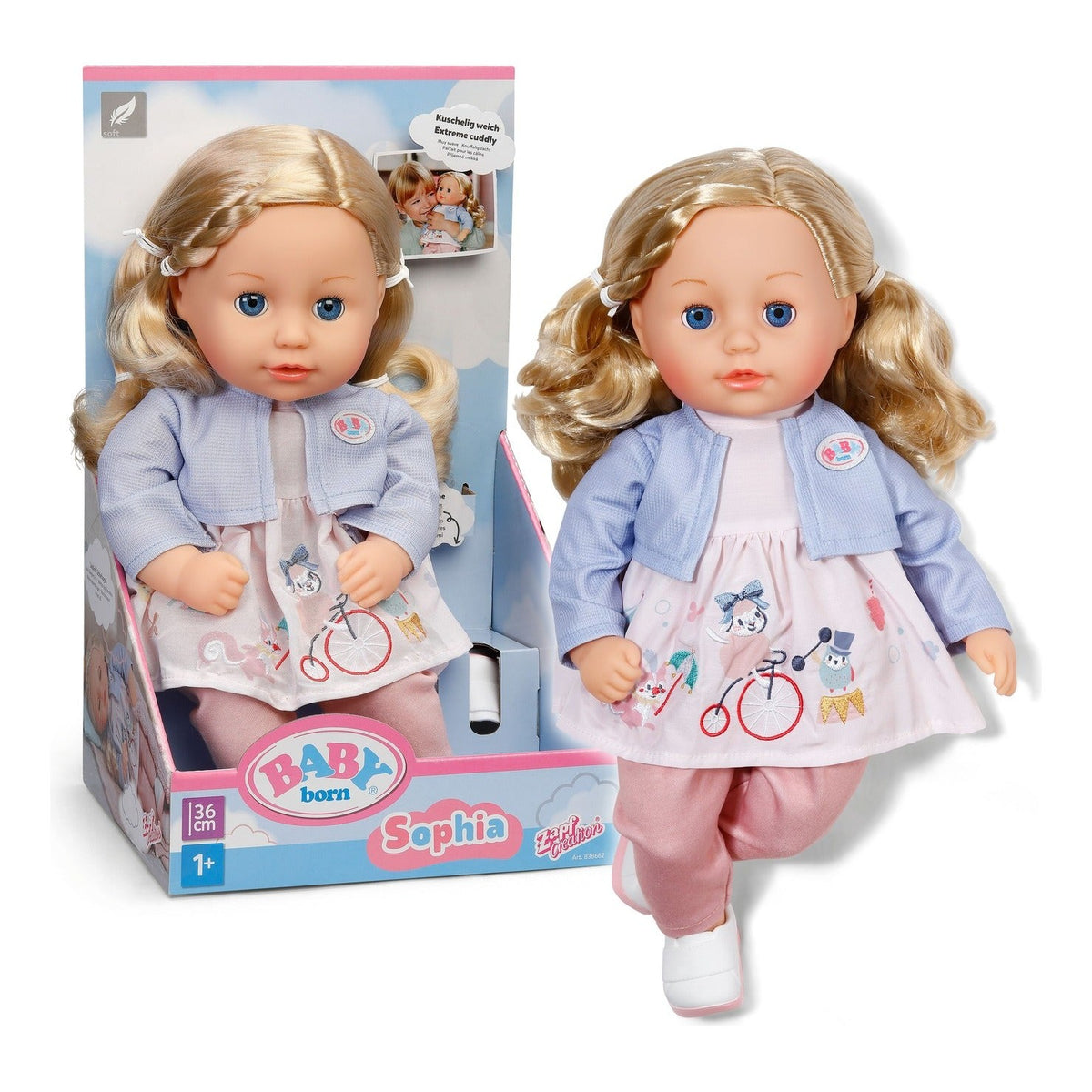 BABY born Sophia Rose 36cm Doll with Hair and Sleeping Eyes
