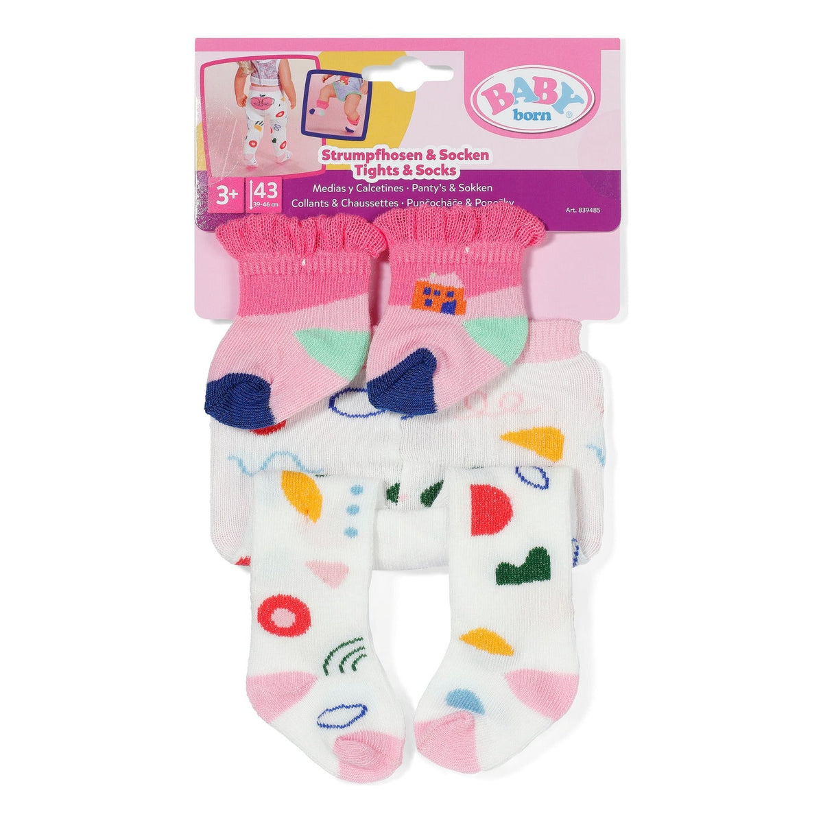 BABY born Tights & Socks for 43cm Dolls – 2 Assorted Styles