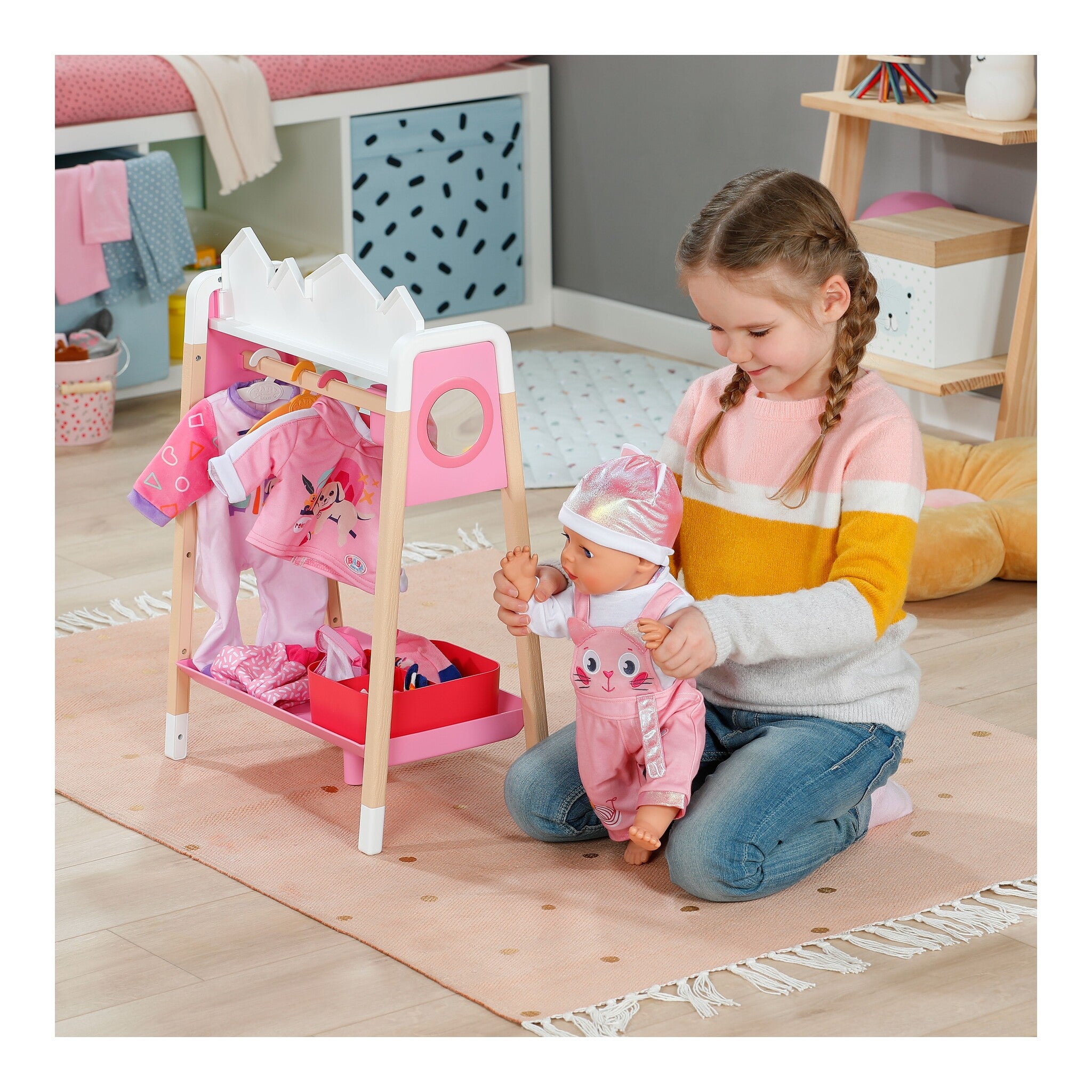 BABY born Clothes Rail with Mirror and Storage
